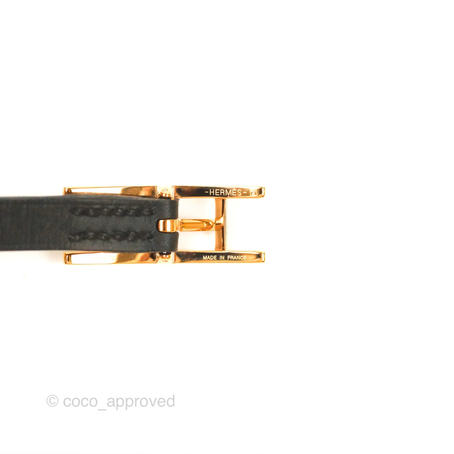 Hermès Veau Behapi Single Tour Bracelet Black Fauve Rose Gold Hardware