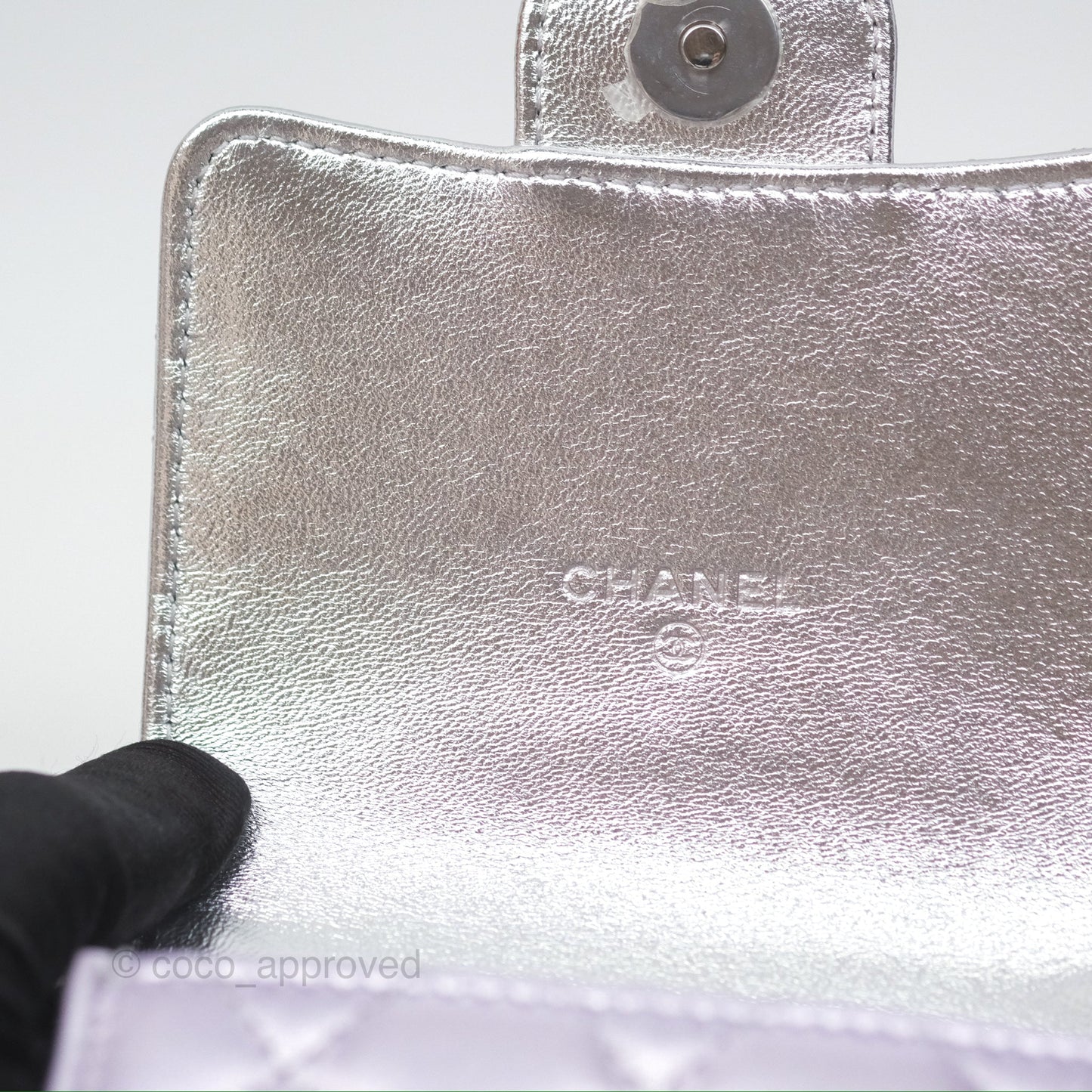 Chanel Classic Quilted Phone Holder Iridescent Rainbow Calfskin