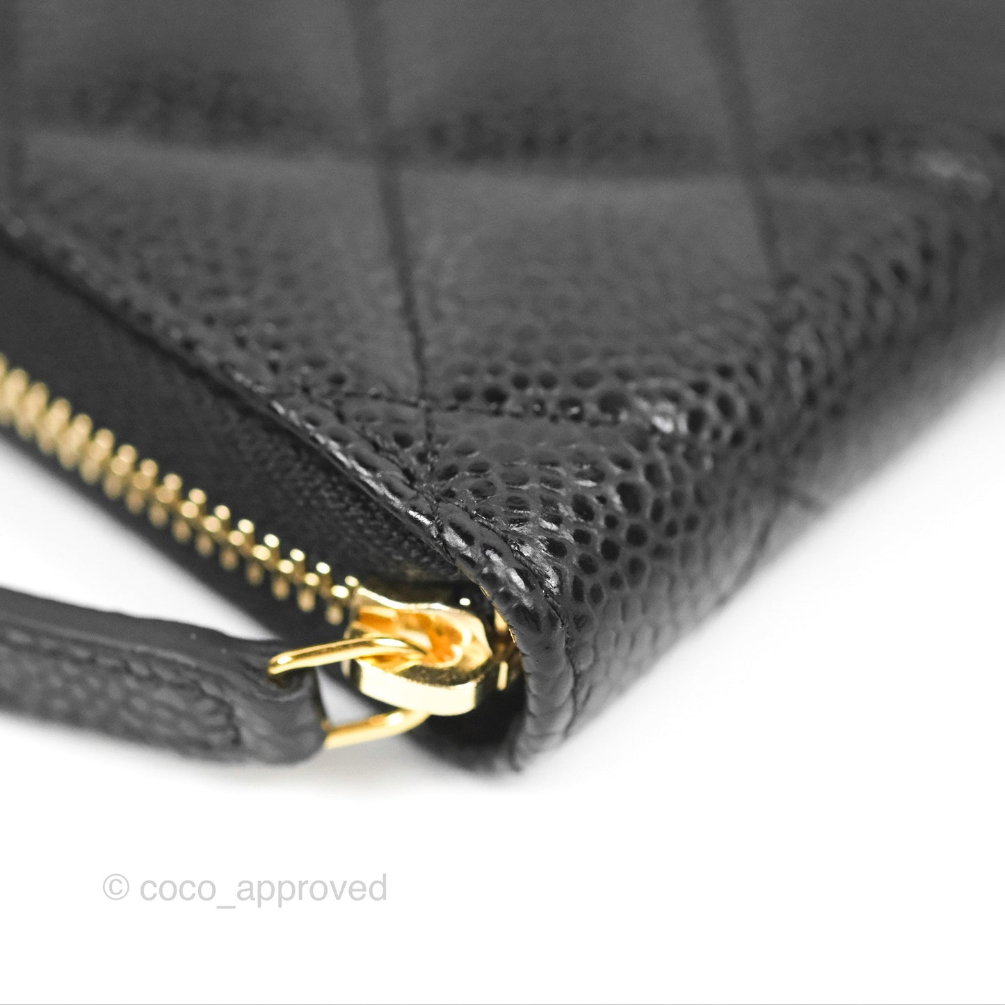 Chanel Classic Zipped Coin Purse Black Caviar Gold Hardware