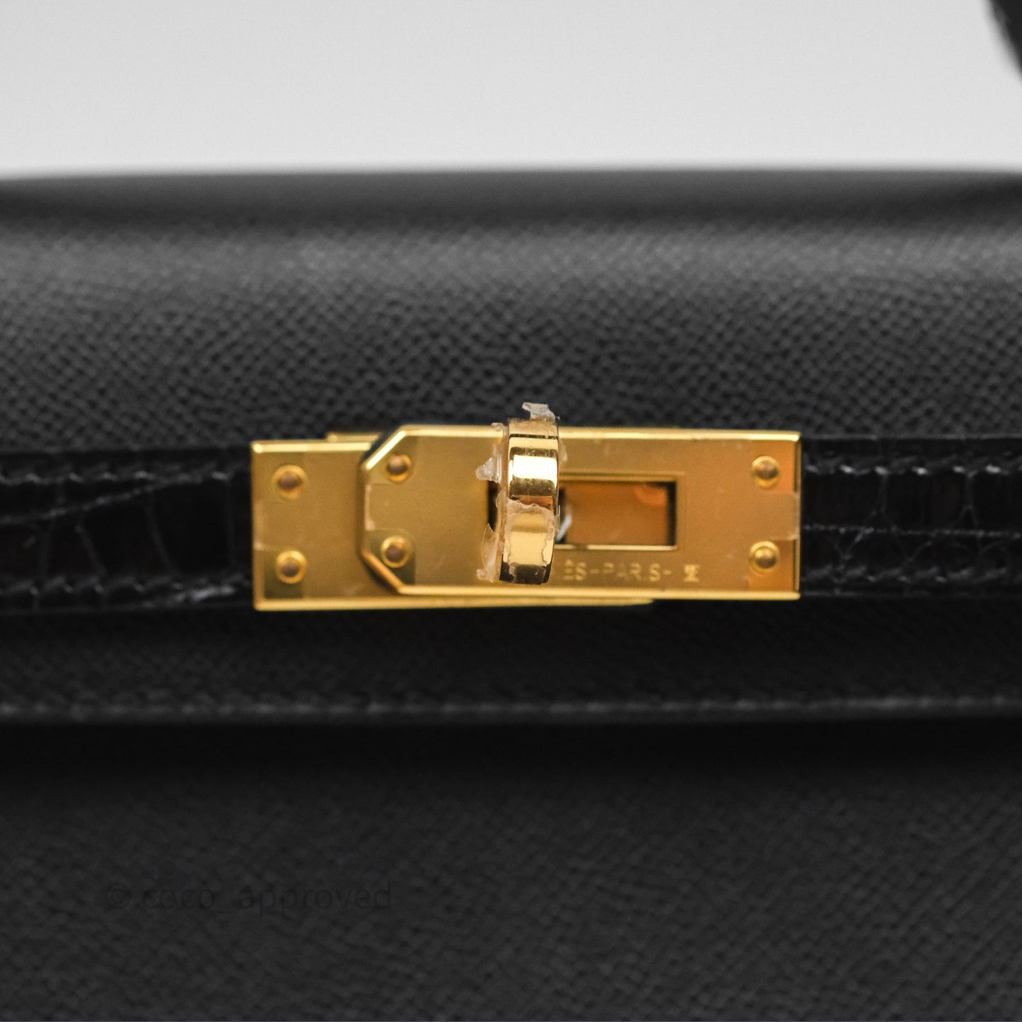 Hermès Mini Kelly II Touch Noir 89 Croc Gold Hardware