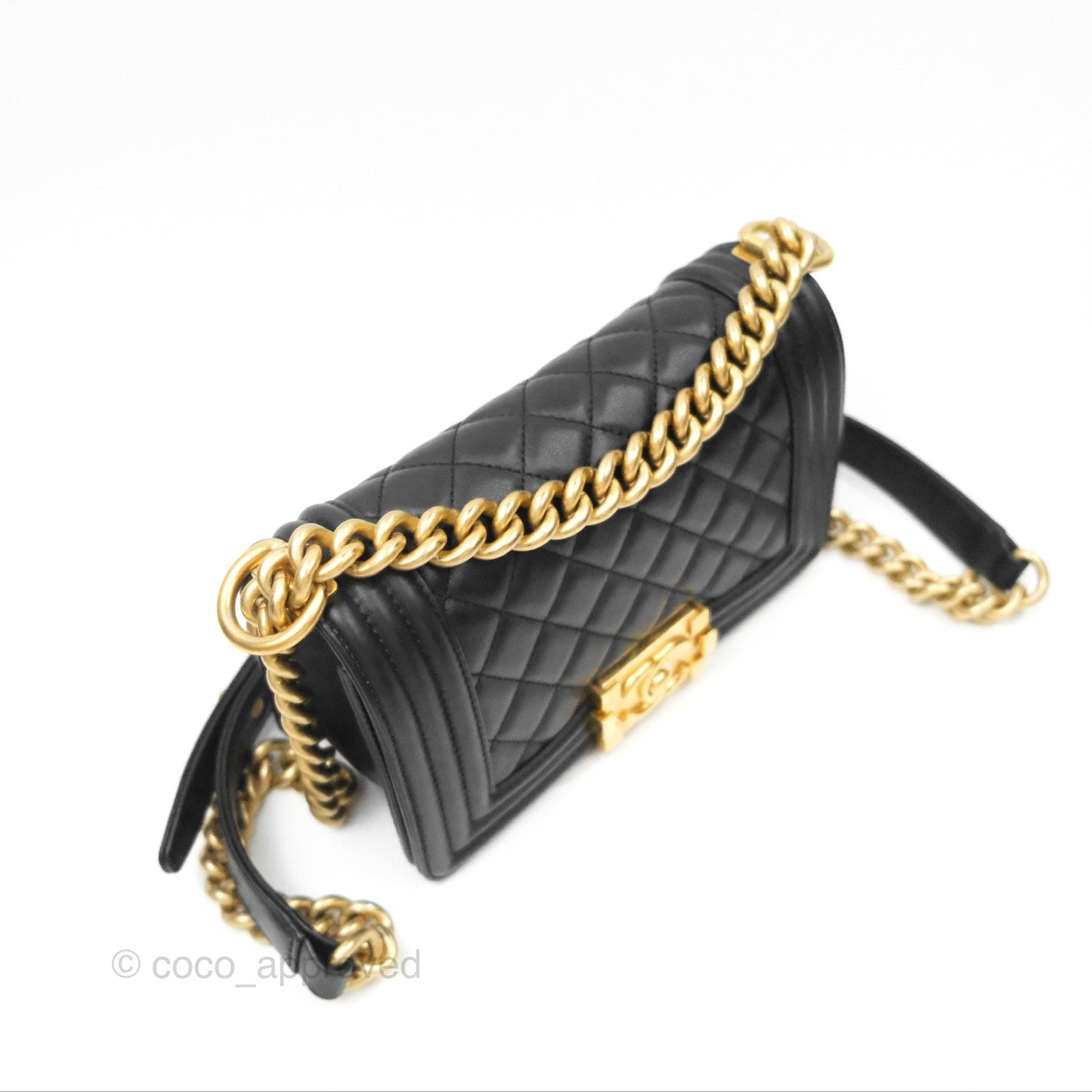 Chanel Small Boy Black Calfskin Gold Hardware