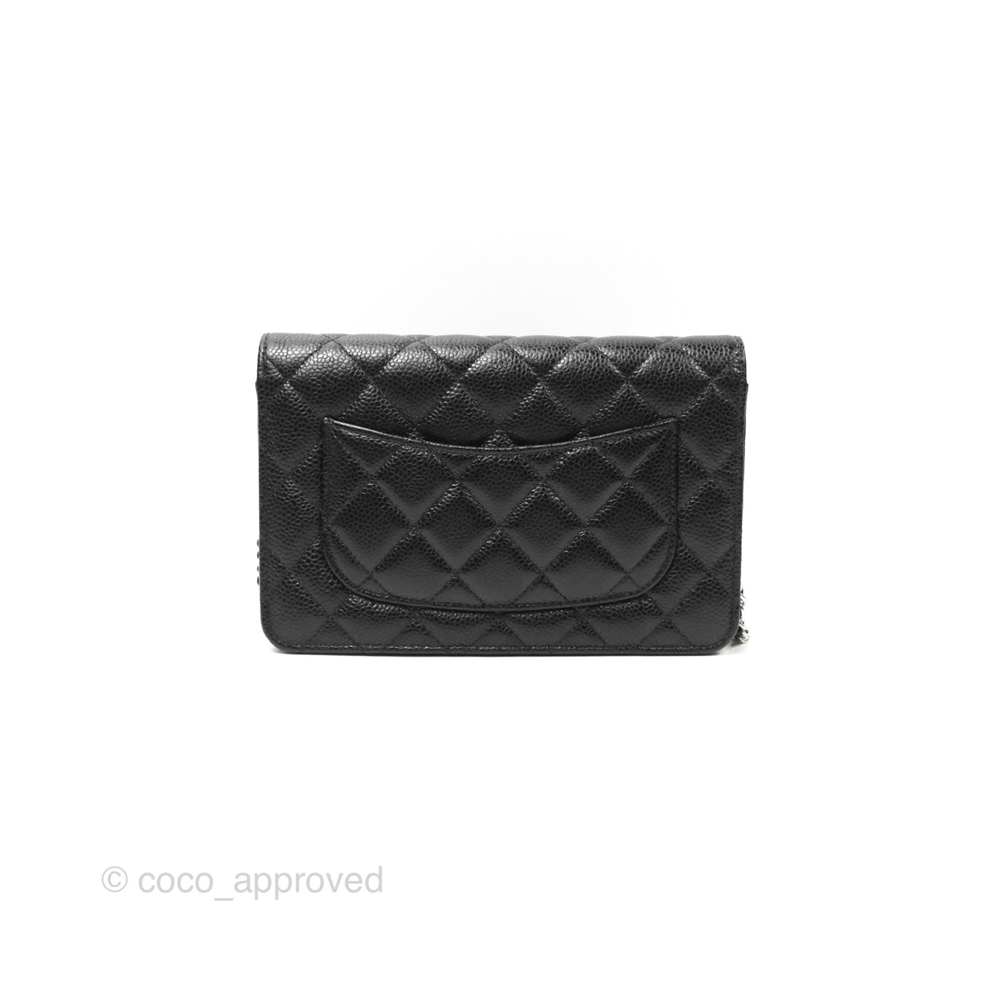 Chanel Quilted Classic Wallet On Chain WOC Black Caviar Silver Hardware