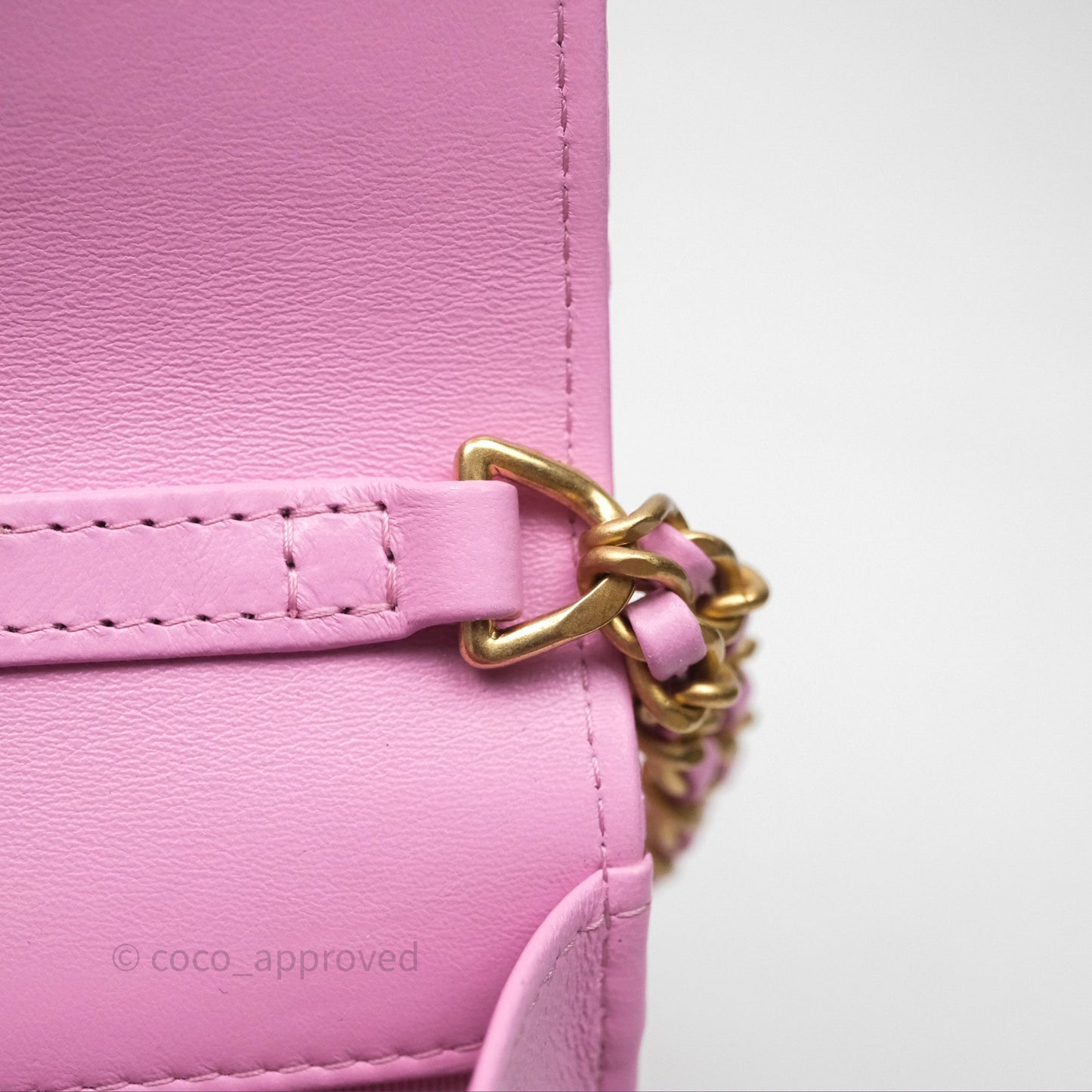 Chanel CC Chain Wallet On Chain WOC Pink Lambskin Aged Gold Hardware