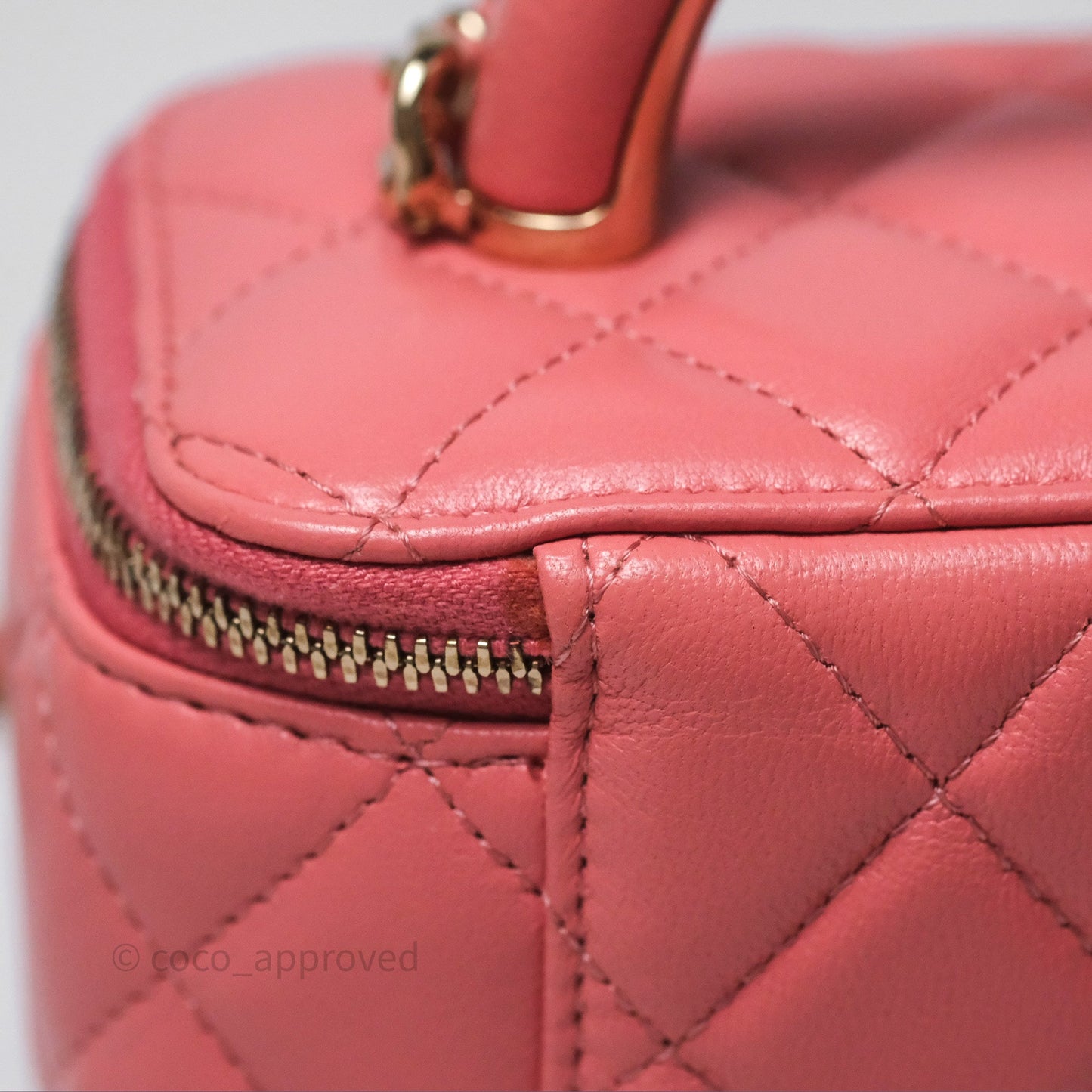 Chanel Vanity Rectangular Top Handle Pink Lambskin Gold Hardware
