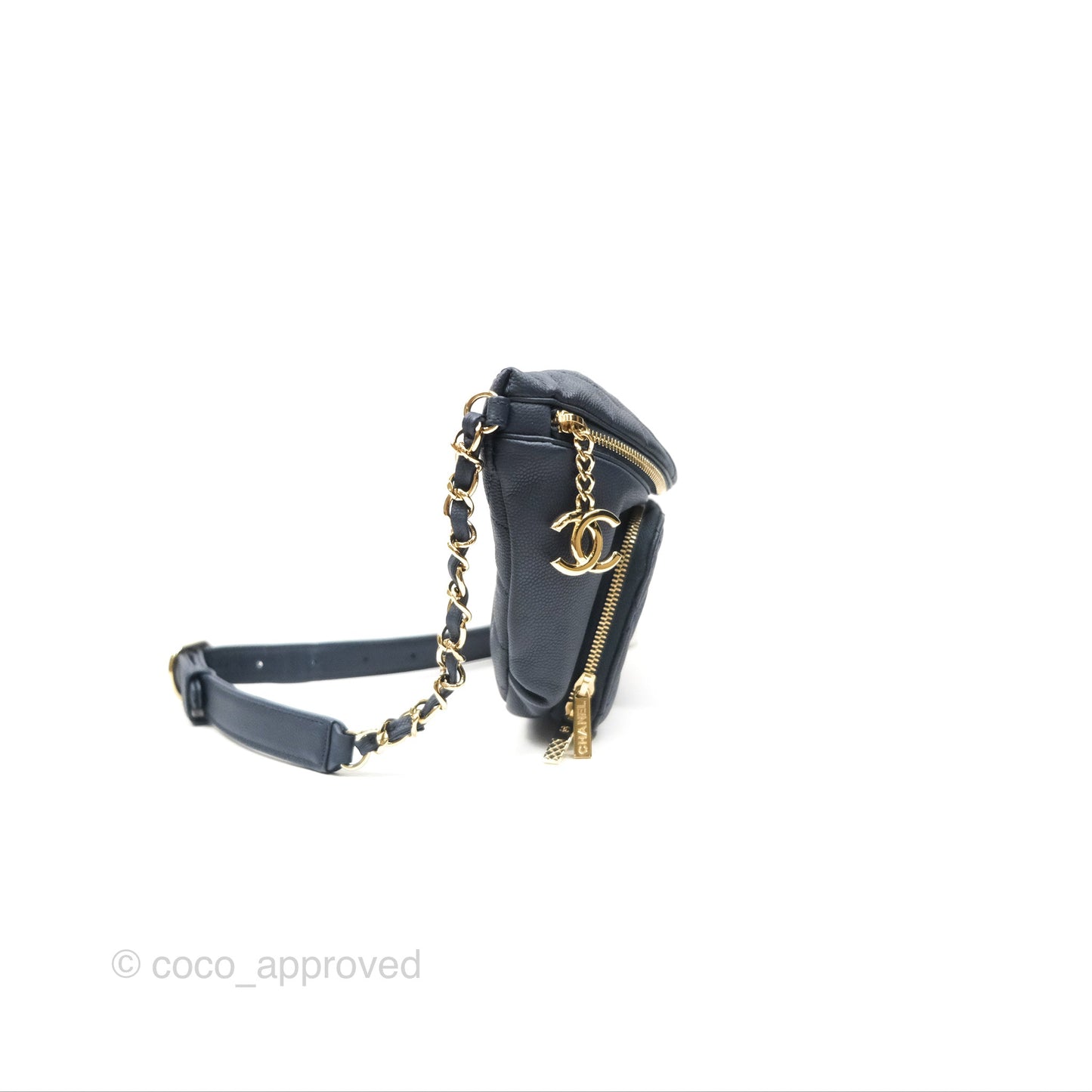 Chanel Business Affinity Waist Belt Bag Navy Caviar Gold Hardware