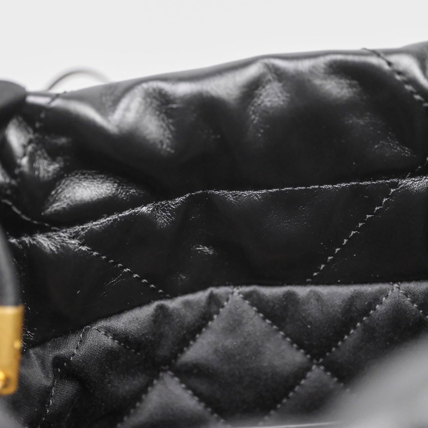 Chanel 22 Mini Bag Black Crumpled Calfskin Aged Gold Hardware