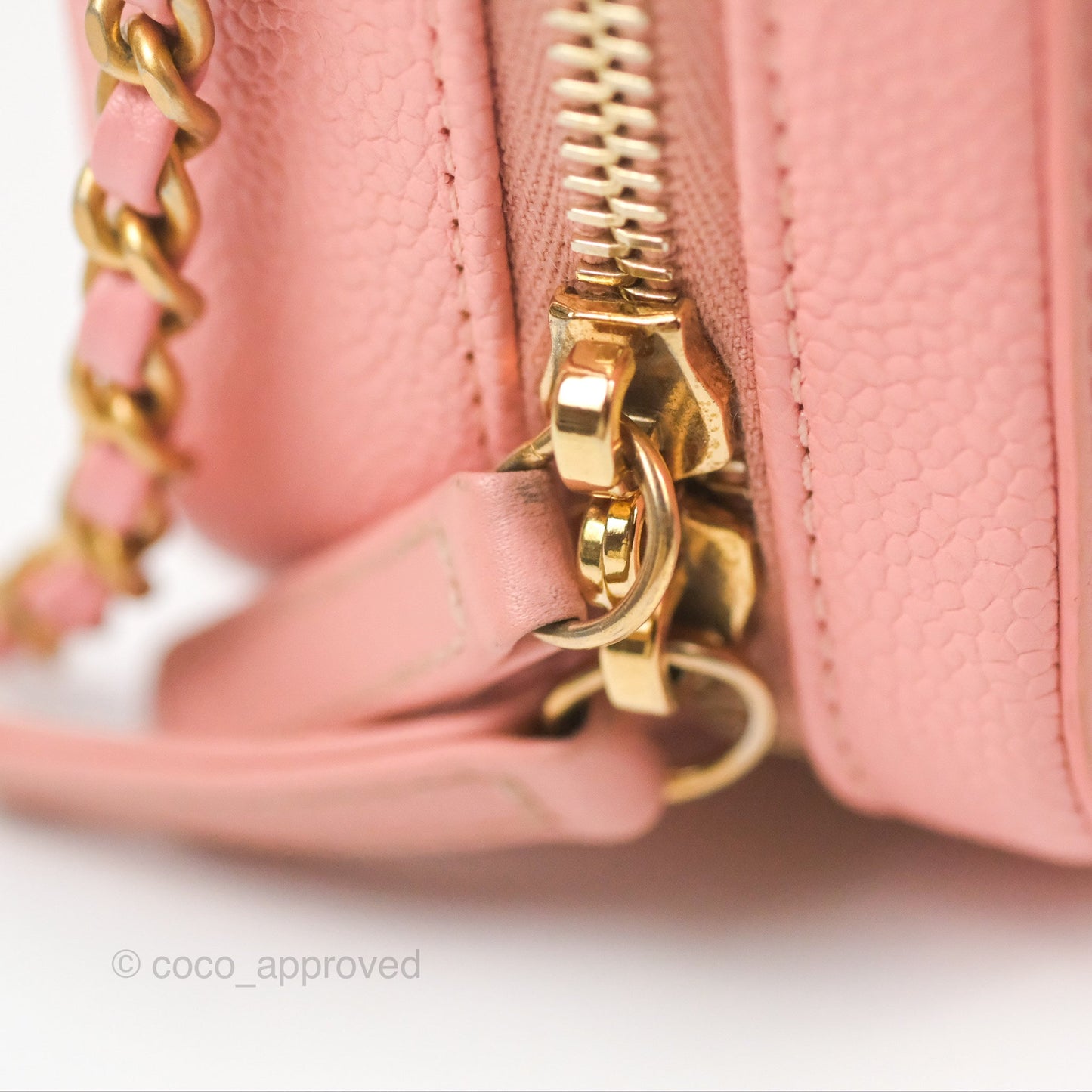 Chanel Quilted Small CC Filigree Vanity Case Dusty Pink Caviar Gold Hardware