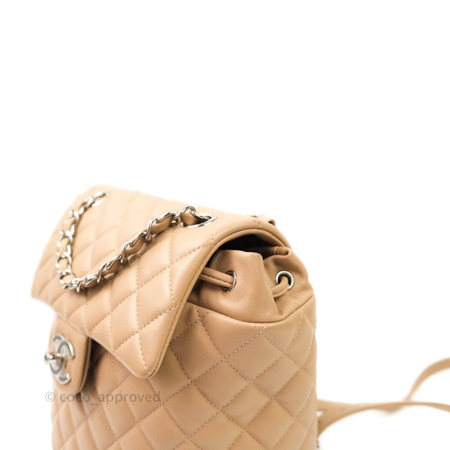 Chanel Quilted Small Urban Spirit Backpack Lambskin Beige Silver Hardware