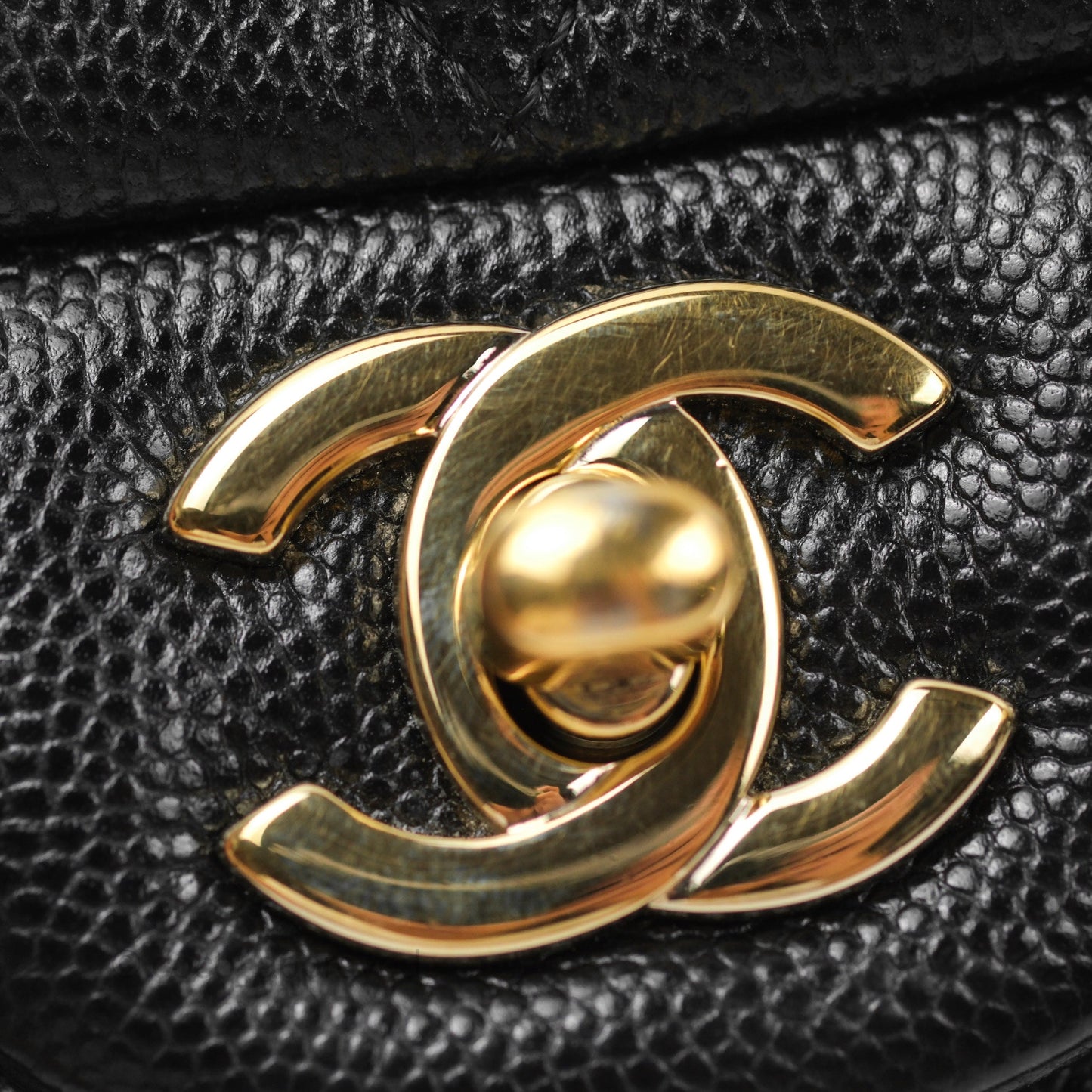 Chanel Quilted Mini Square Flap Black Caviar Gold Hardware