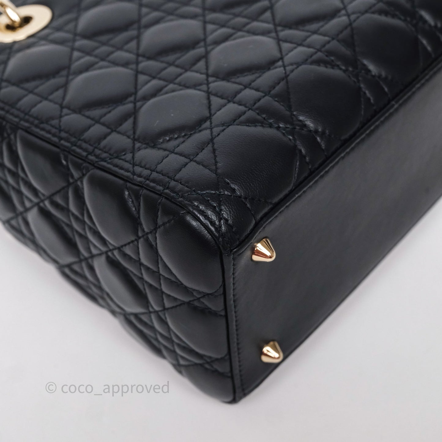 Christian Dior Medium Lady Dior Navy Lambskin Gold Hardware