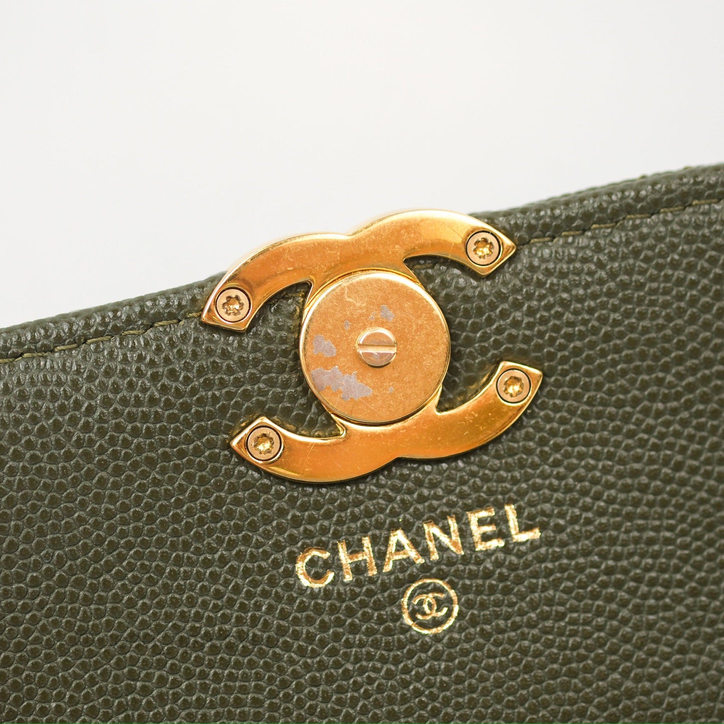 Chanel Coco First Mini Clutch On Chain Dark Olive Green Caviar Gold Hardware 22K