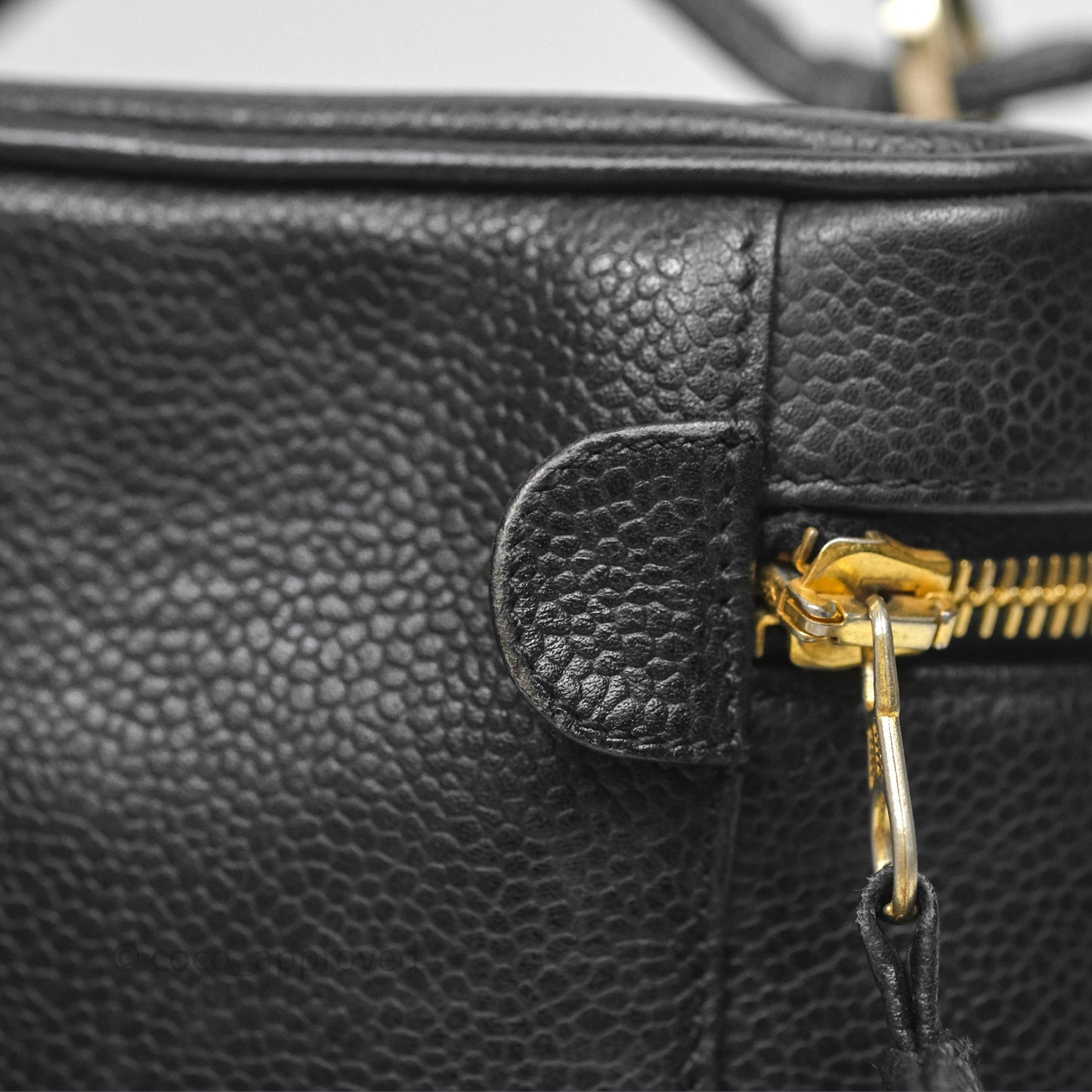 Chanel Vintage Vanity Case Black Caviar Gold Hardware