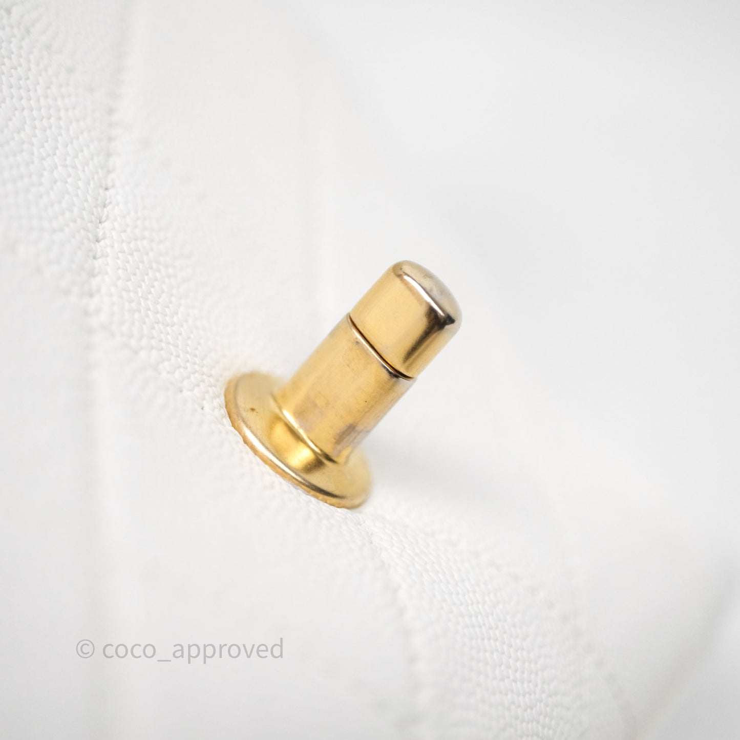 Chanel Bracelet On Chain Small Flap Bag White Caviar Aged Gold Hardware