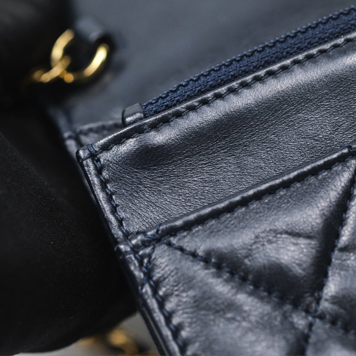 Chanel Golden Class Wallet on Chain WOC Navy Lambskin Gold Hardware