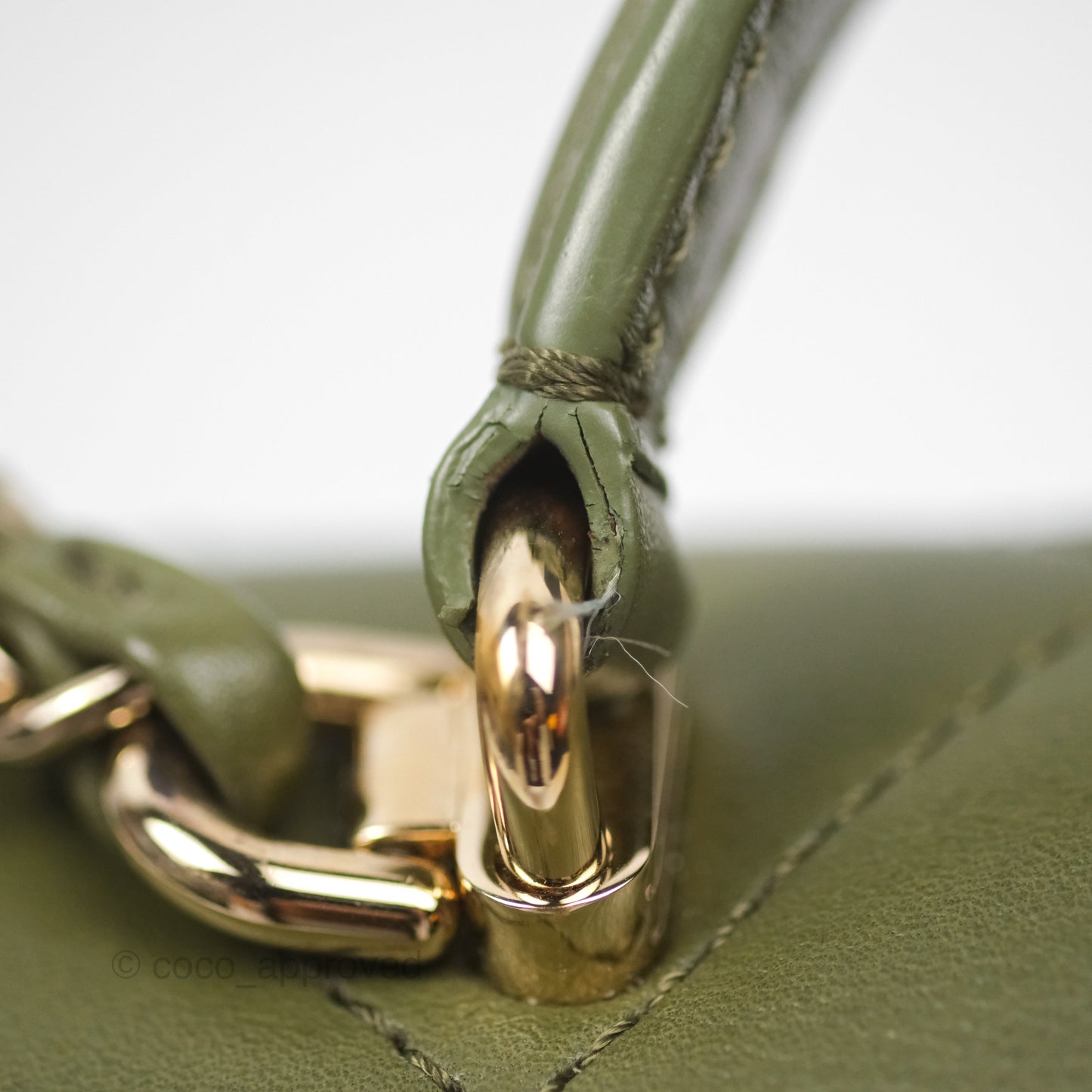 Chanel Small Coco Lady Quilted Flap Bag With Top Handle Olive Green Calfskin Gold Hardware