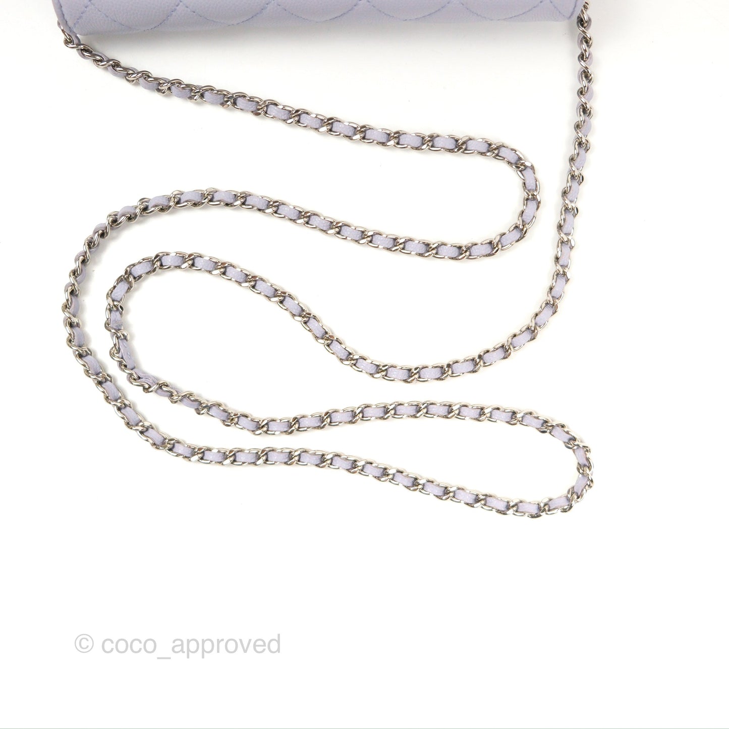 Chanel Quilted Classic Wallet on Chain WOC Lilac Caviar Silver Hardware