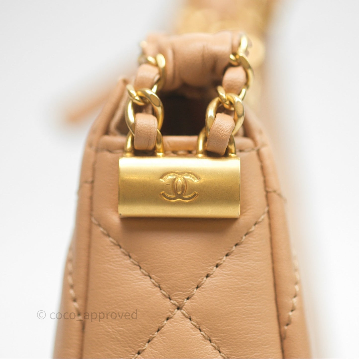 Chanel Large Hobo Bag Beige Aged Calfskin Aged Gold Hardware 23K