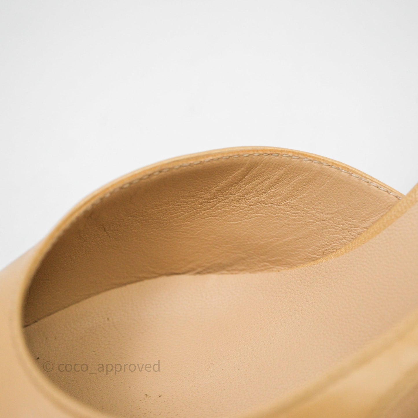 Chanel Classic Slingback Beige Black Leather Size 36