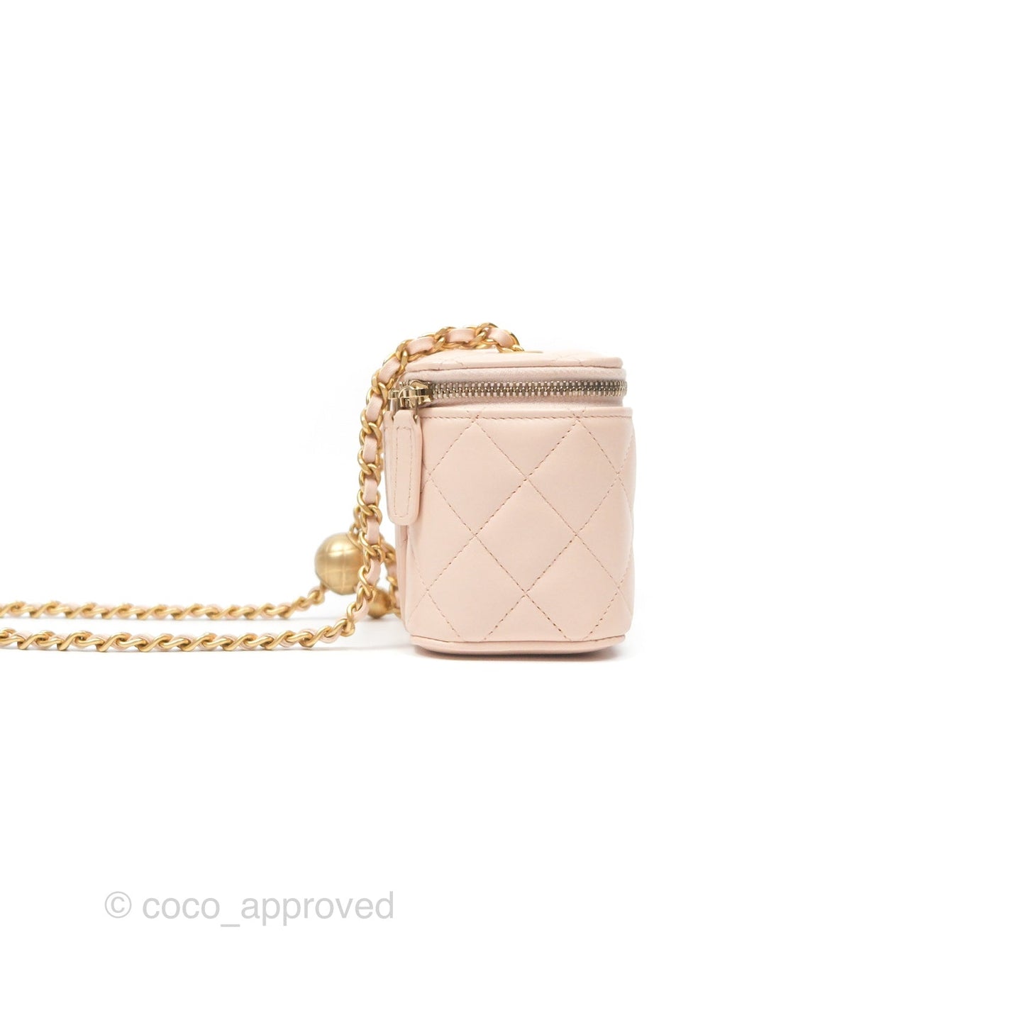 Chanel Classic Mini Pearl Crush Vanity With Chain Light Pink Lambskin Aged Gold Hardware