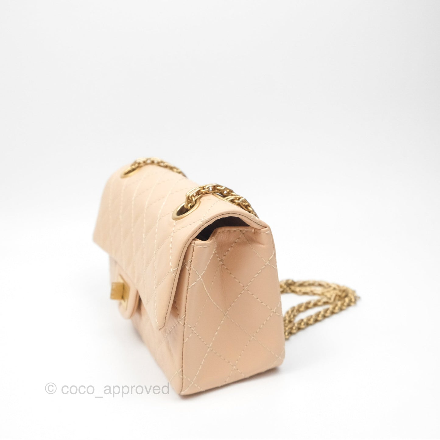 Chanel Mini Reissue 224 Beige Aged Calfskin Aged Gold Hardware