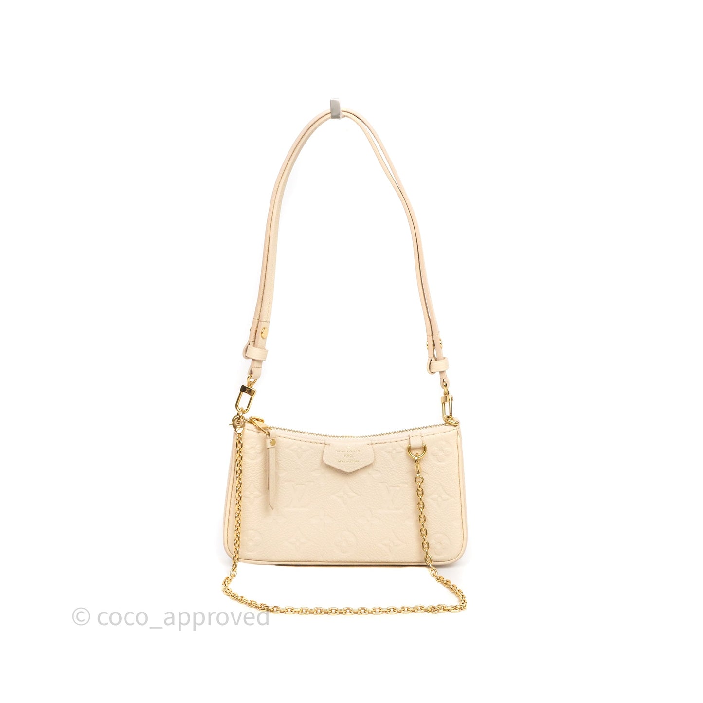 Louis Vuitton Easy Pouch On Strap Crème Monogram Empreinte Leather