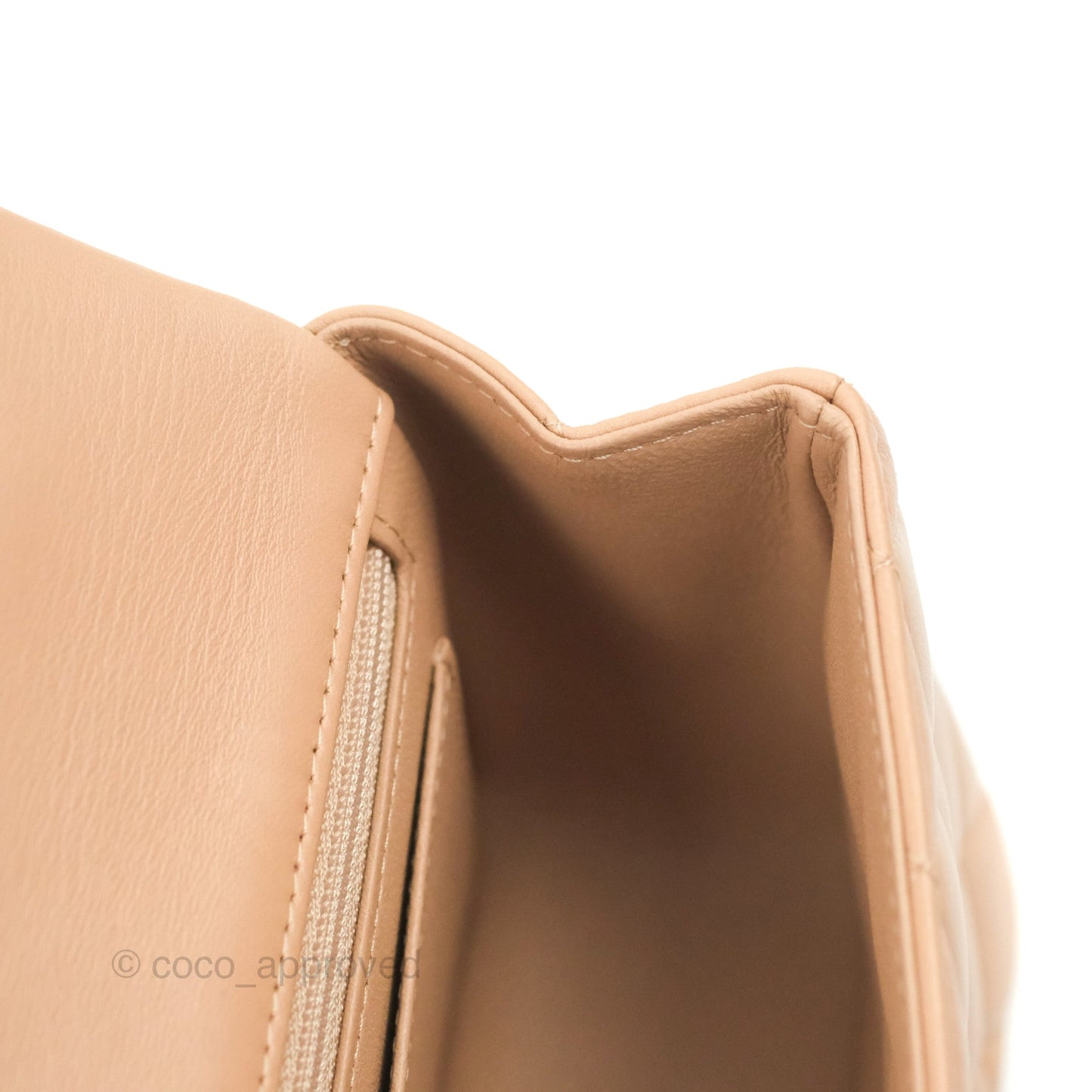 Chanel Top Handle Mini Rectangular Flap Bag Beige Lambskin Gold Hardware