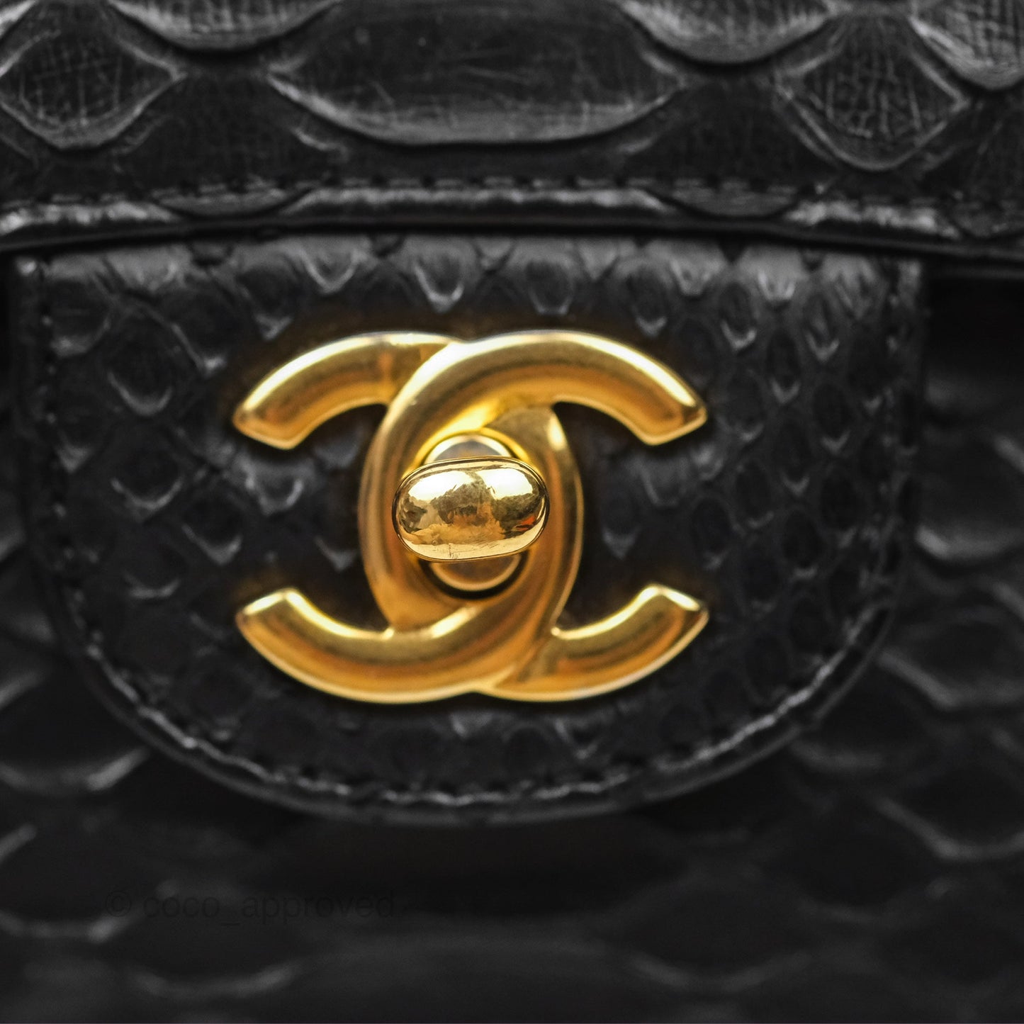 Chanel Quilted Mini Rectangular Flap Black Python Gold Hardware
