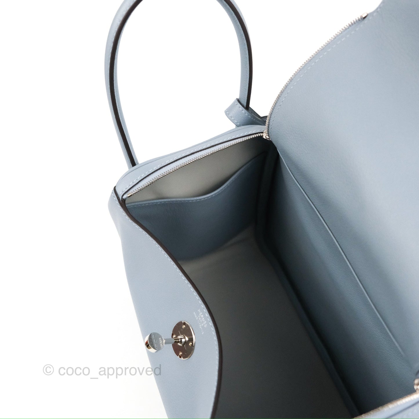 Hermès Lindy 26 Bleu Lin Evercolor Palladium Hardware