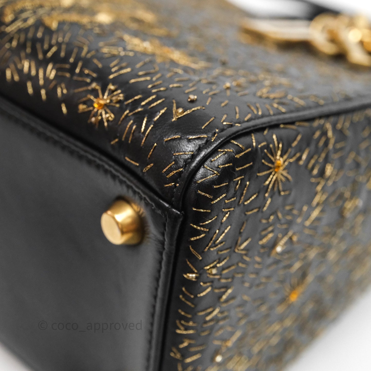 Christian Dior Medium Lady Dior Limited Edition The Moon In My EyesBag Black Calfskin Gold Hardware