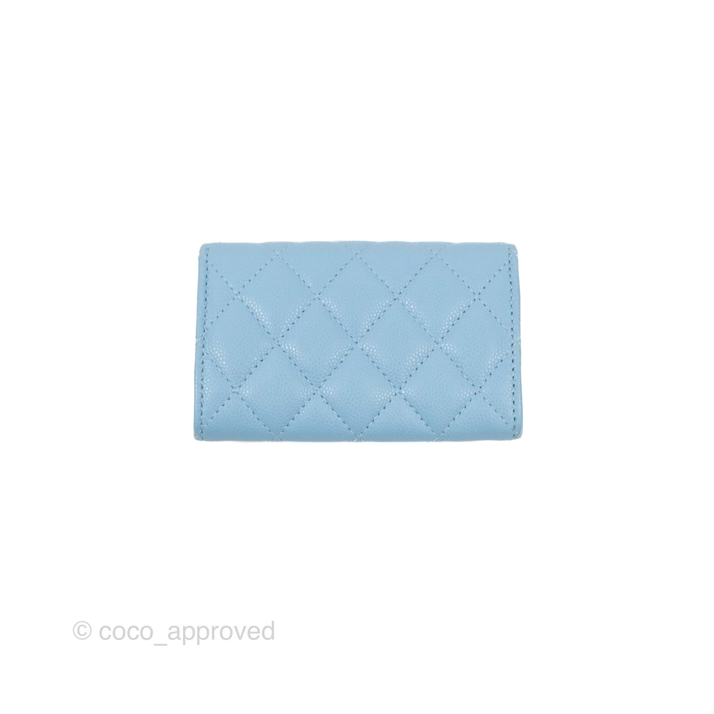 Chanel Crystal CC Quilted Flap Card Holder Blue Caviar