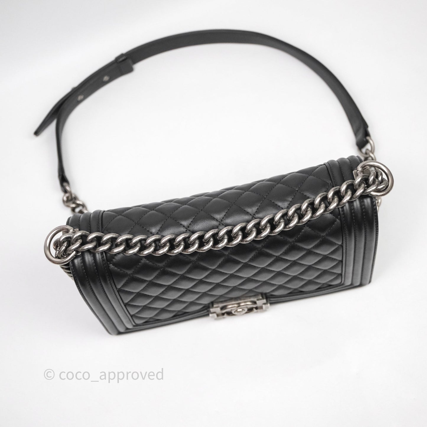 Chanel Medium Boy Quilted Black Lambskin Ruthenium Hardware