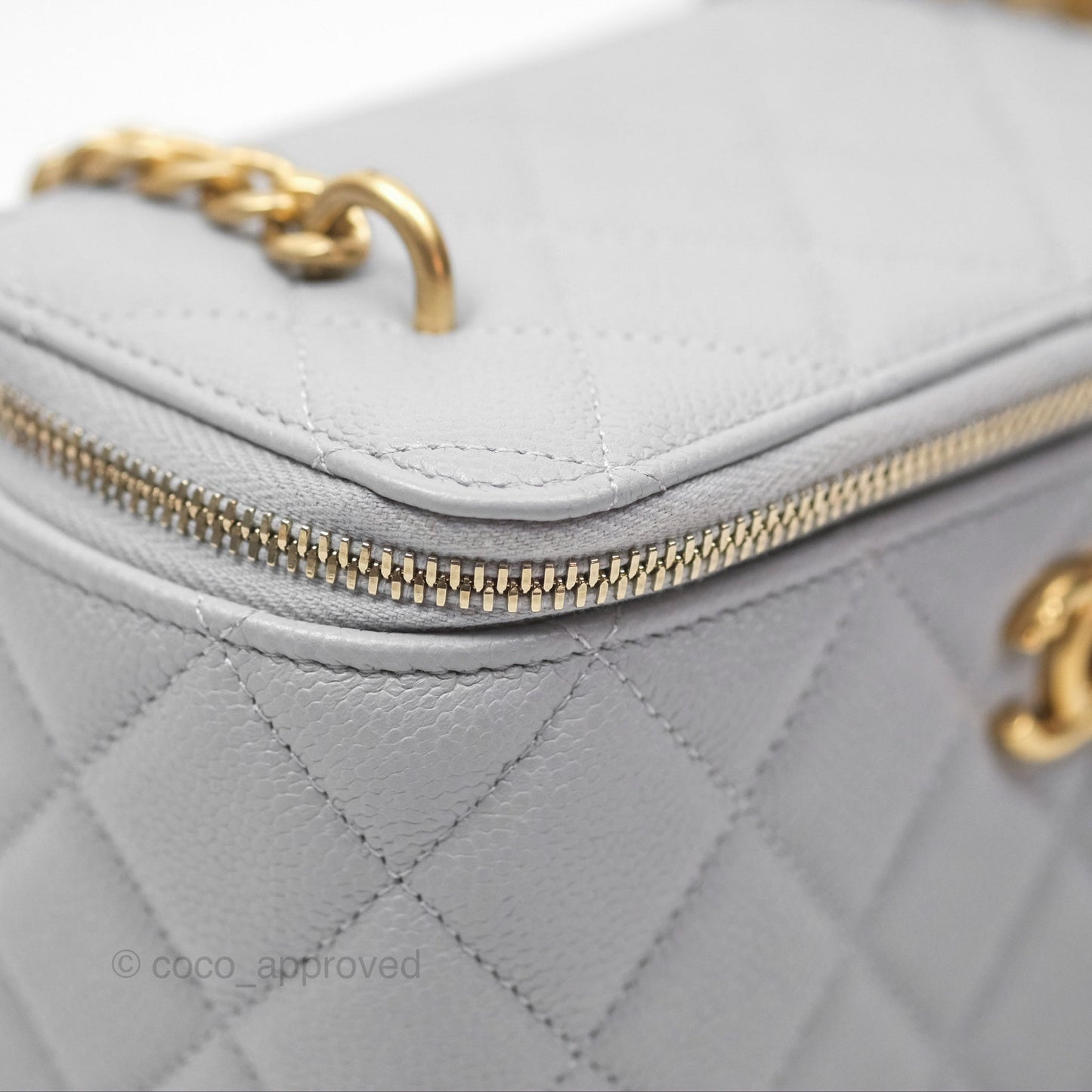 Chanel Vanity with Heart Adjustable Chain Grey Caviar Aged Gold Hardware