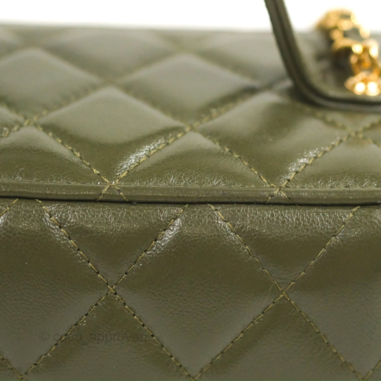 Chanel Cargo Pocket Top Handle Vanity with Chain Khaki Green Lambskin 22K