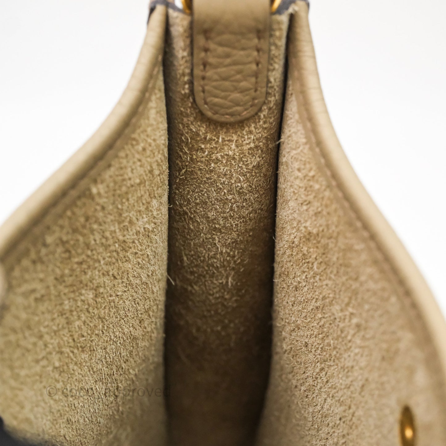 Hermès Mini Evelyne 16 Beige Marfa 8Q Clemence Gold Hardware