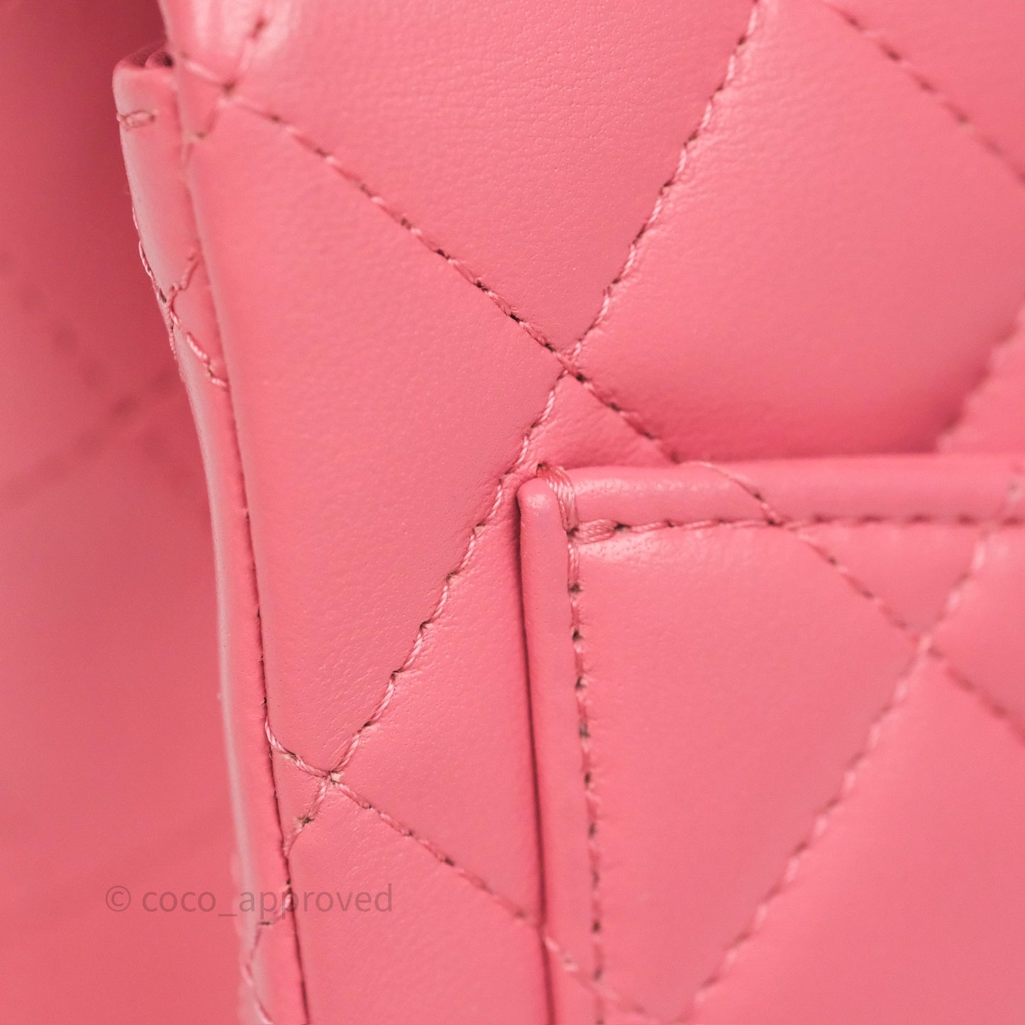 Chanel Mini Square Flap Quilted Pink Lambskin Silver Hardware