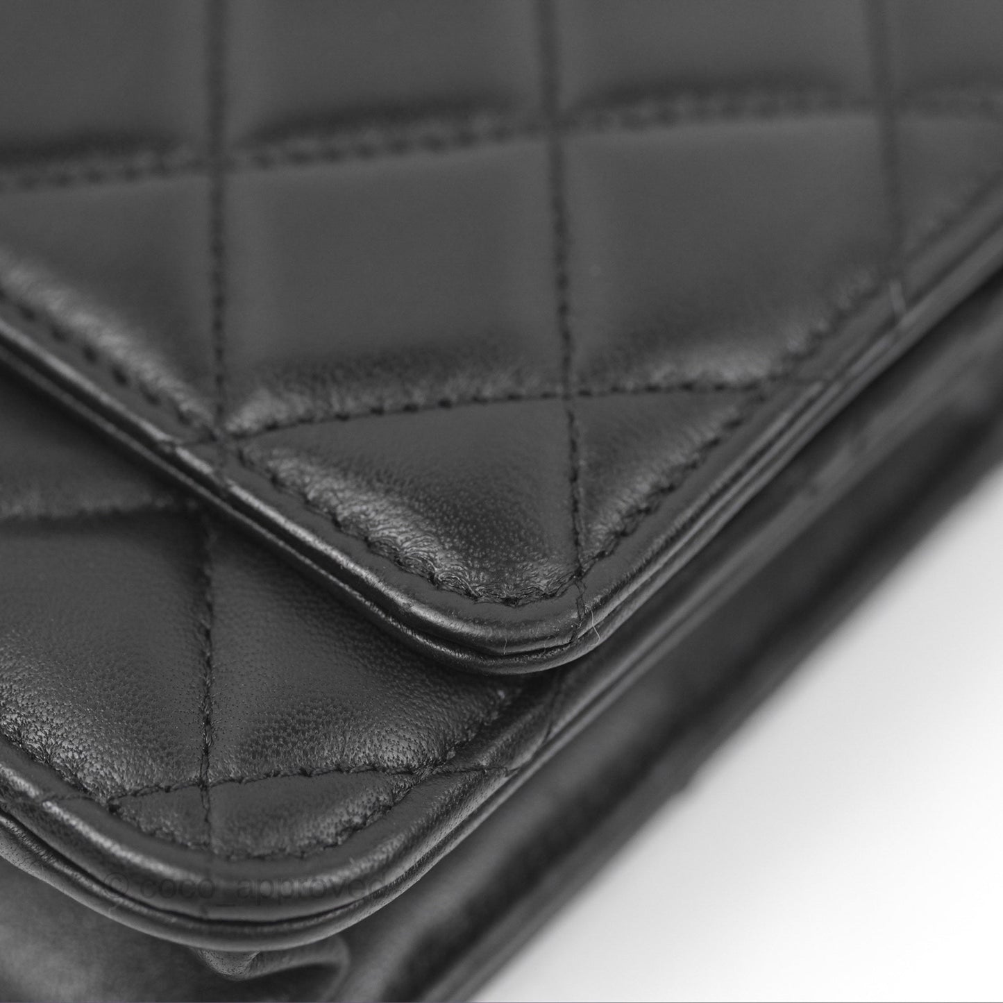 Chanel Quilted Pearl Crush Wallet on Chain WOC Black Lambskin Aged Gold Hardware