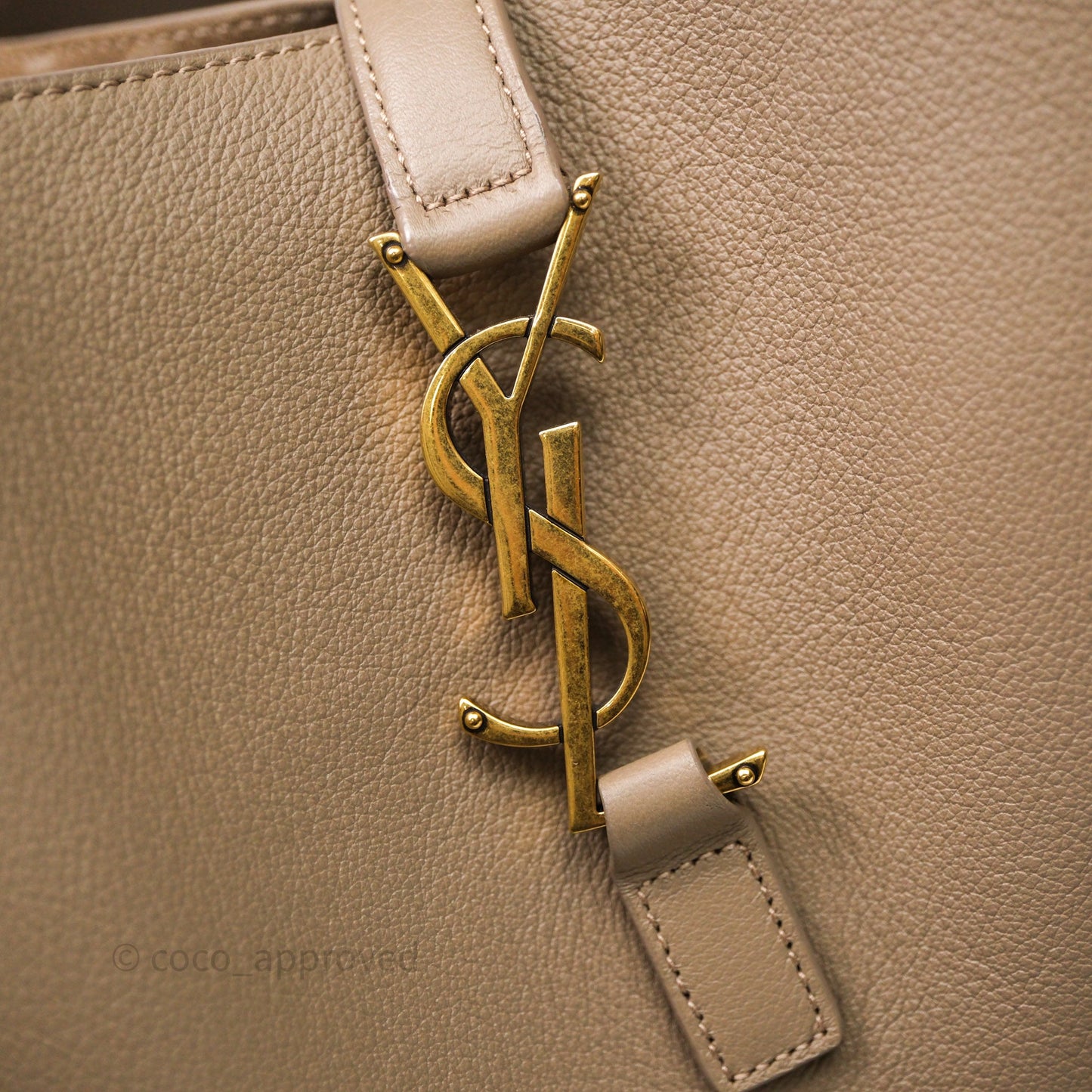 Saint Laurent LE 5 à 7 Supple Large Dusty Grey Grained Leather Gold Hardware