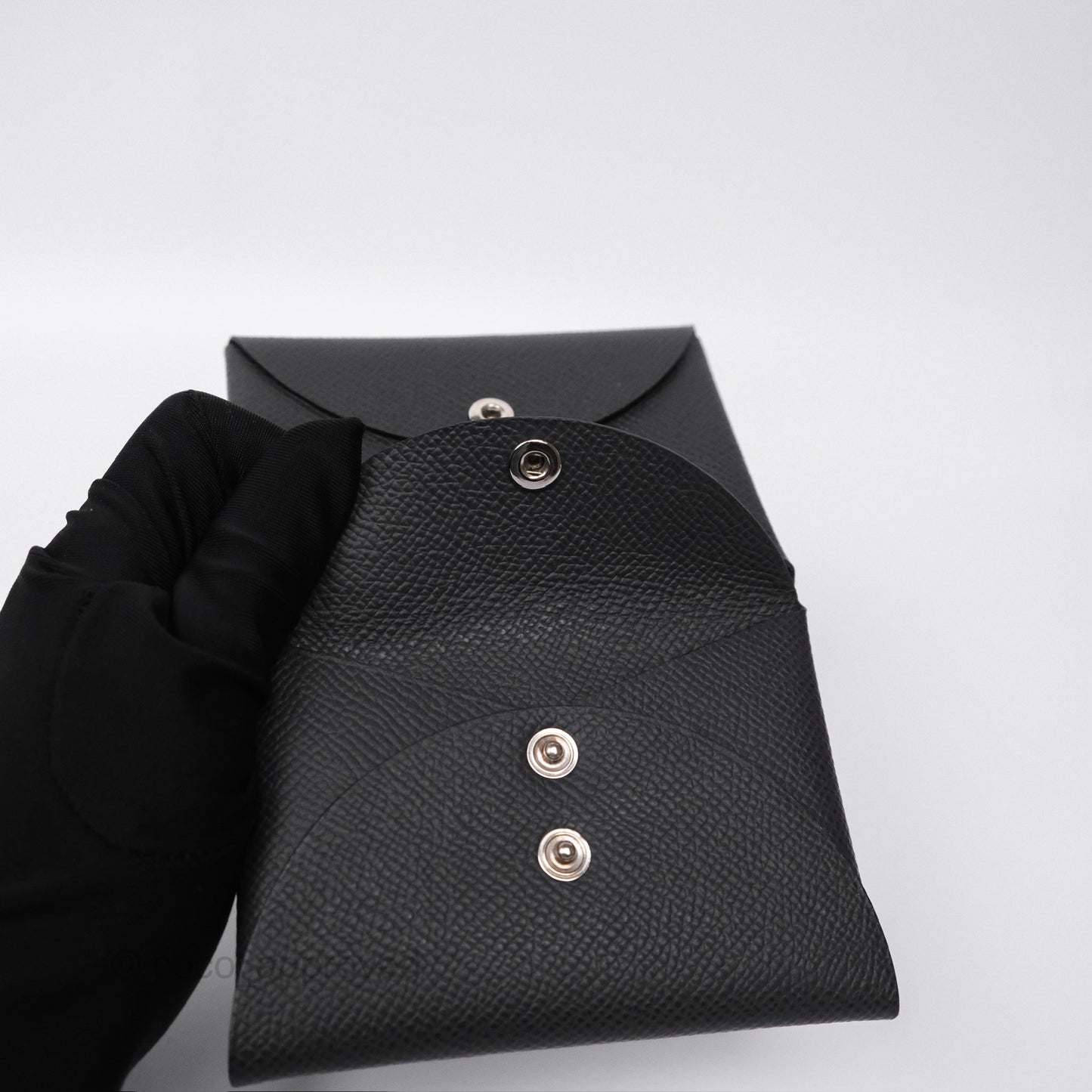 Hermès Calvi Duo Compact Card Holder Graphite 88 Epsom