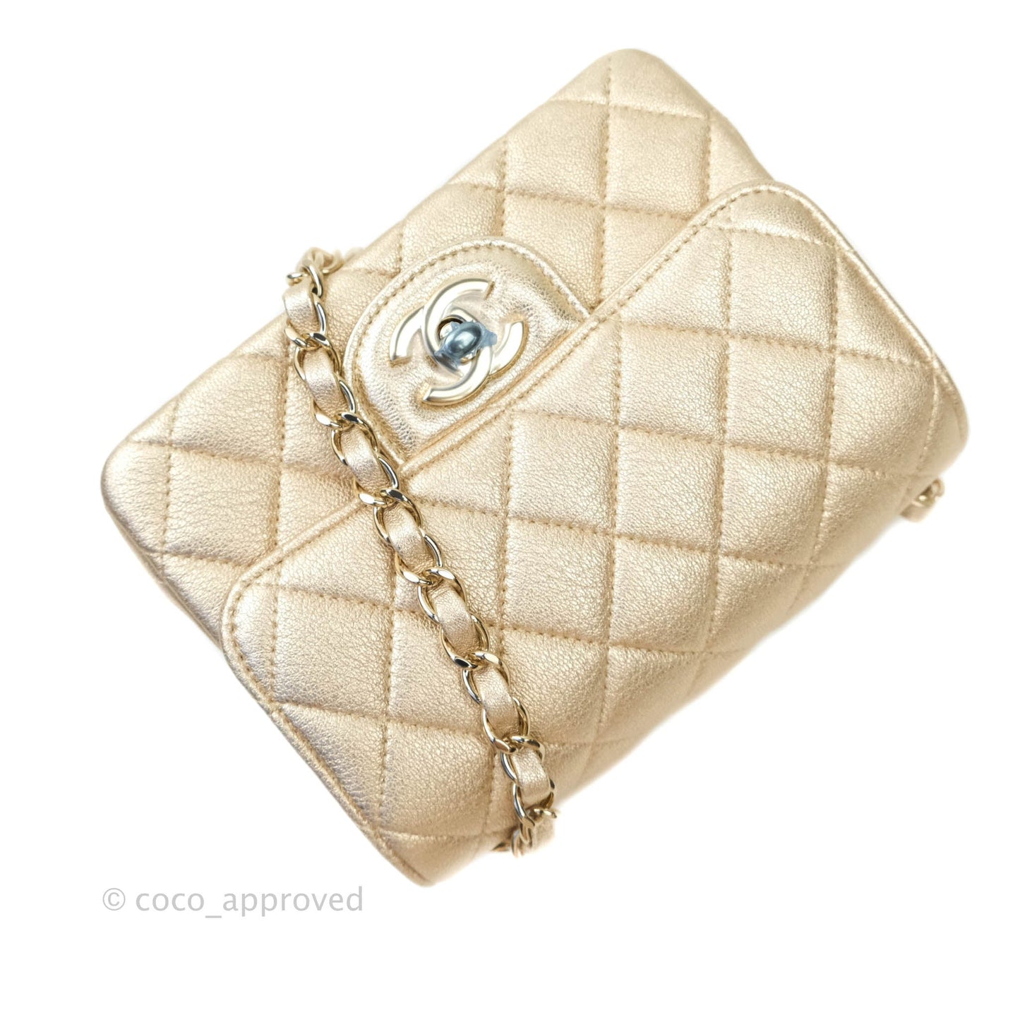 Chanel Classic Quilted Mini Square Gold Lambskin Gold Hardware 21P