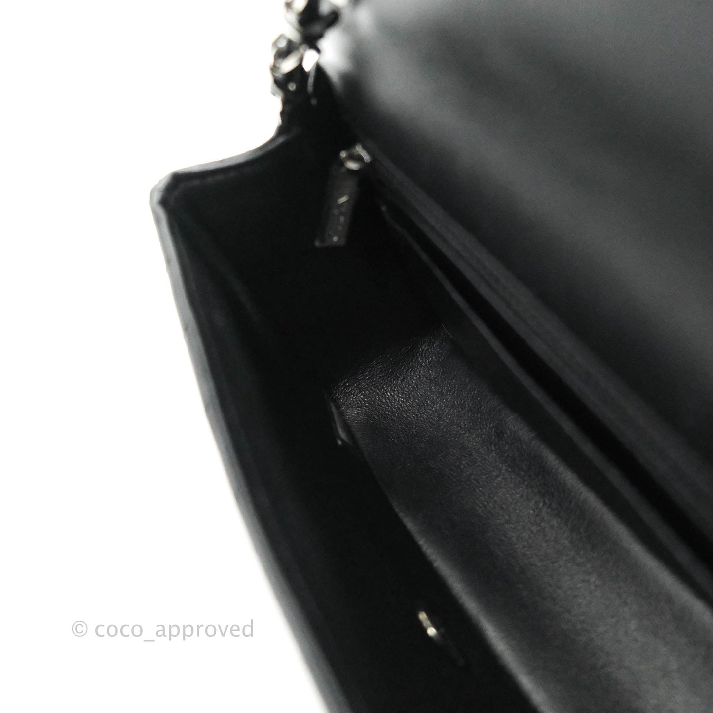 Chanel Classic Chevron Mini Rectangular Flap Black Lambskin Silver Hardware