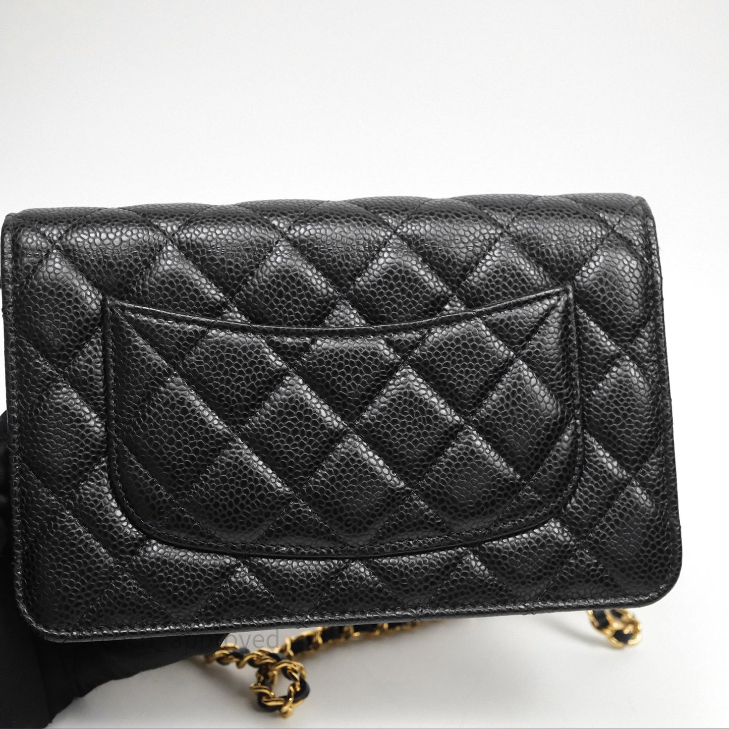 Chanel Classic Quilted Wallet On Chain WOC Black Caviar Gold Hardware
