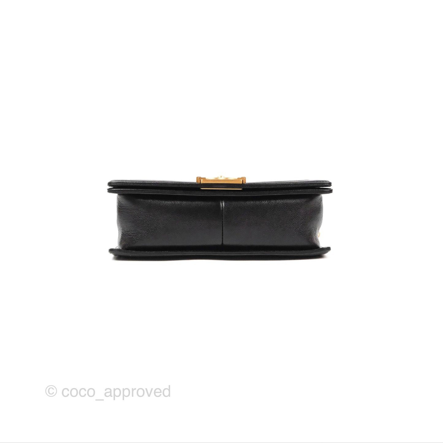 Chanel Chevron Medium Boy Black Caviar Aged Gold Hardware