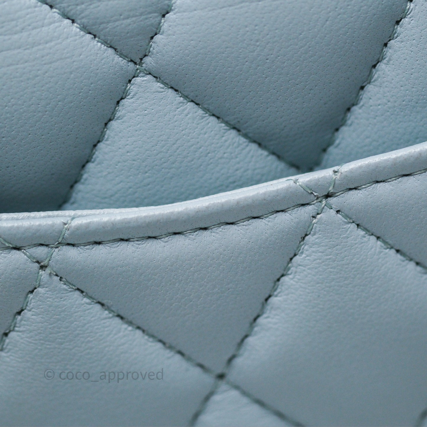 Chanel Top Handle Mini Rectangular Flap Light Blue Lambskin Gold Hardware