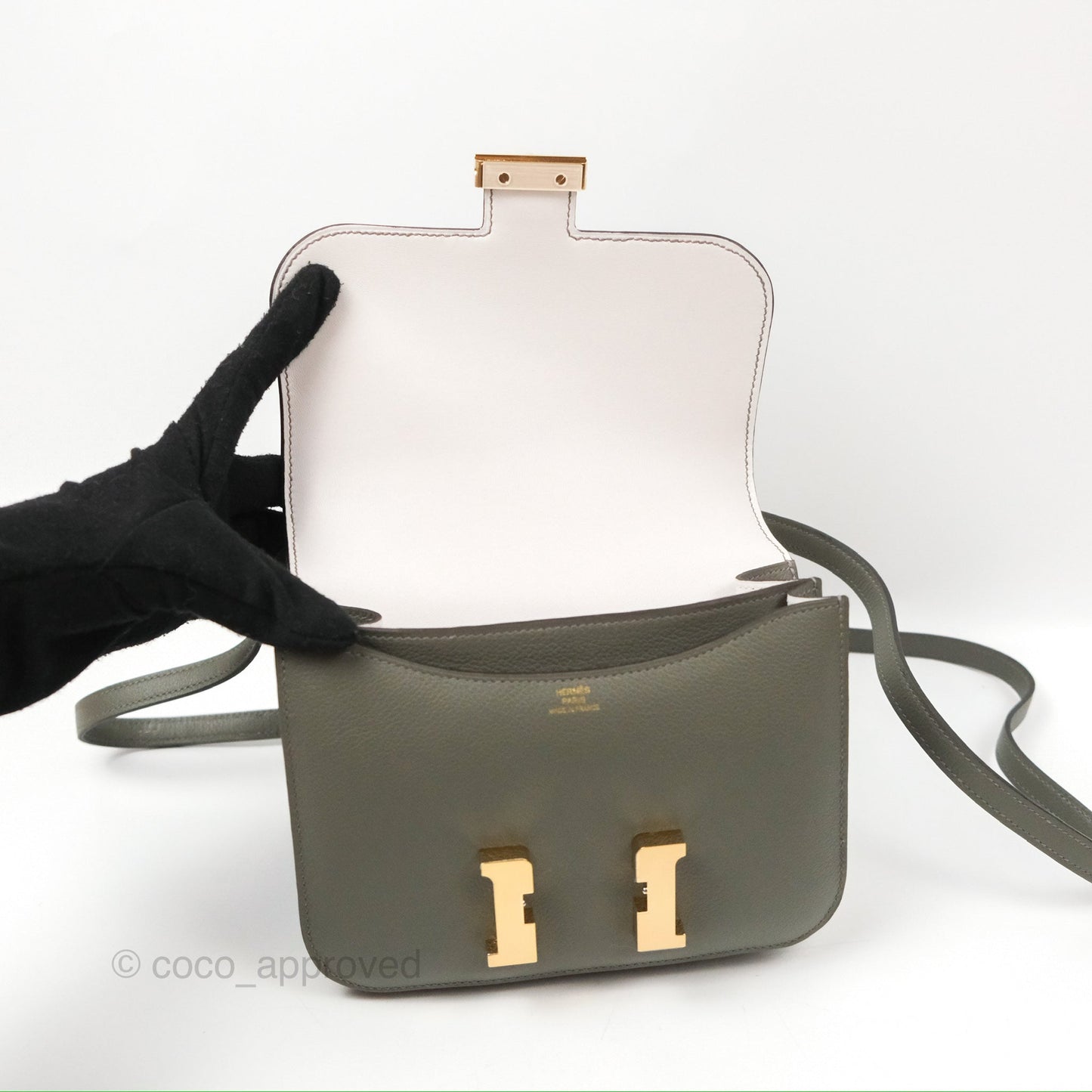Hermès Constance Mini 18cm Mirror Gris Meyer 0L/Gris Pale M4 Evercolor Gold Hardware