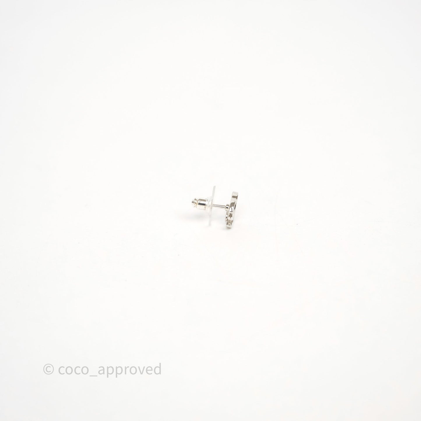 Chanel Double CC Earrings Silver Tone 26S