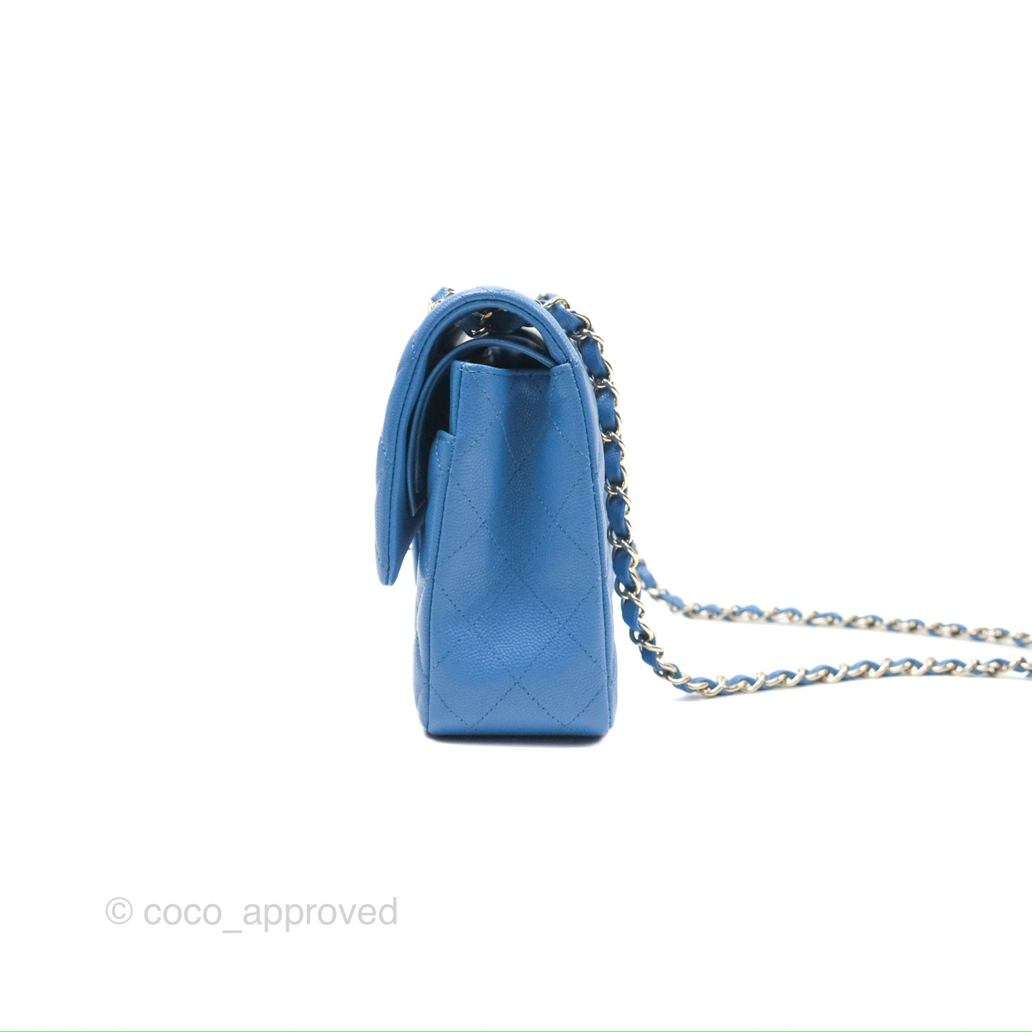 Chanel Classic M/L Medium Flap Quilted Blue Caviar Gold Hardware