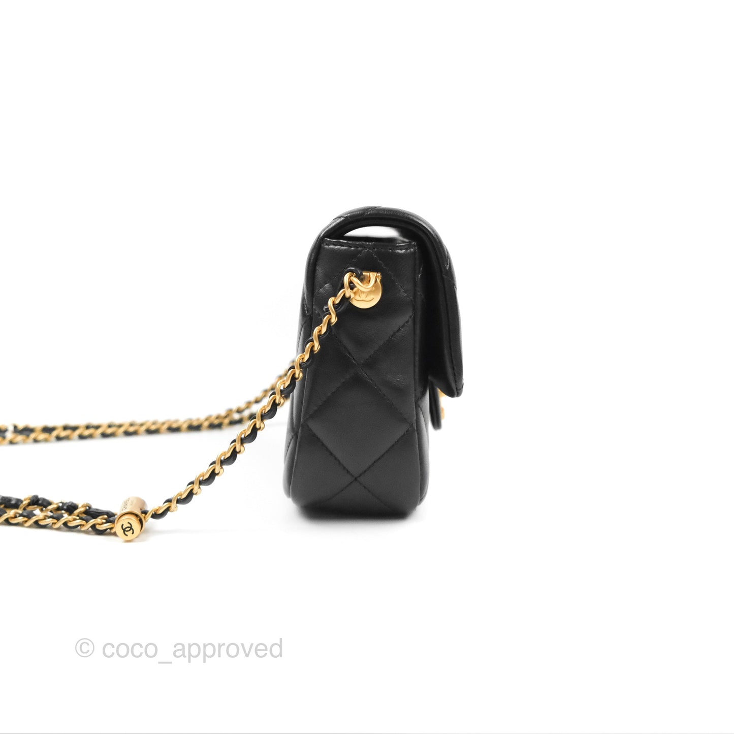 Chanel Quilted My Perfect Mini With Pearl Black Lambskin Gold Hardware
