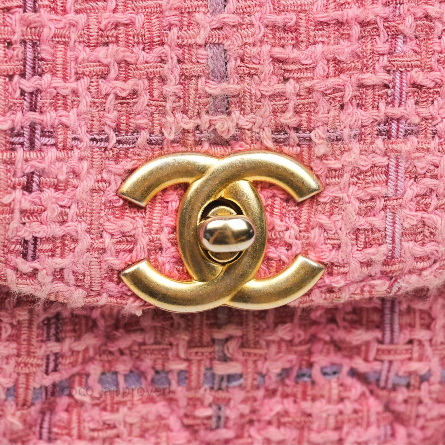 Chanel Kelly Bag Pink Tweed Aged Gold Hardware