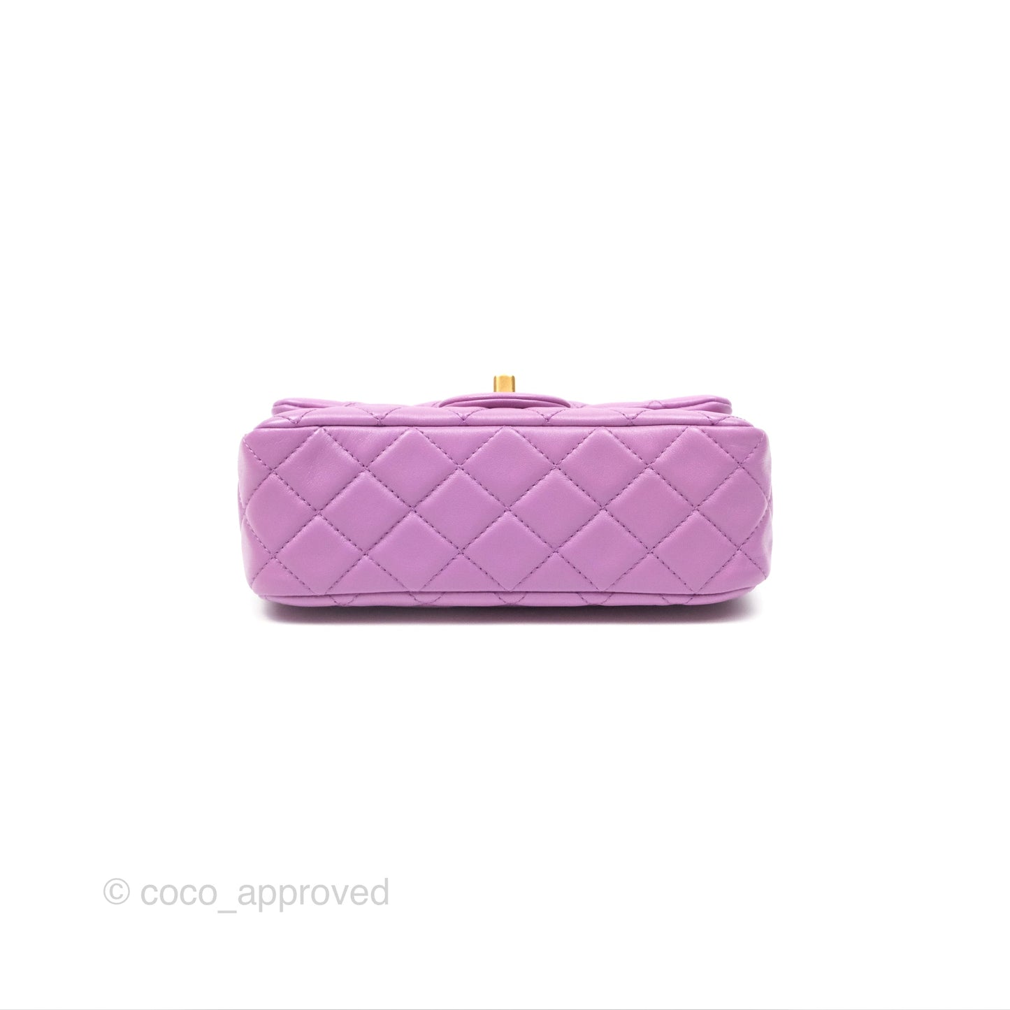 Chanel Mini Rectangular Pearl Crush Quilted Purple Lambskin Aged Gold Hardware