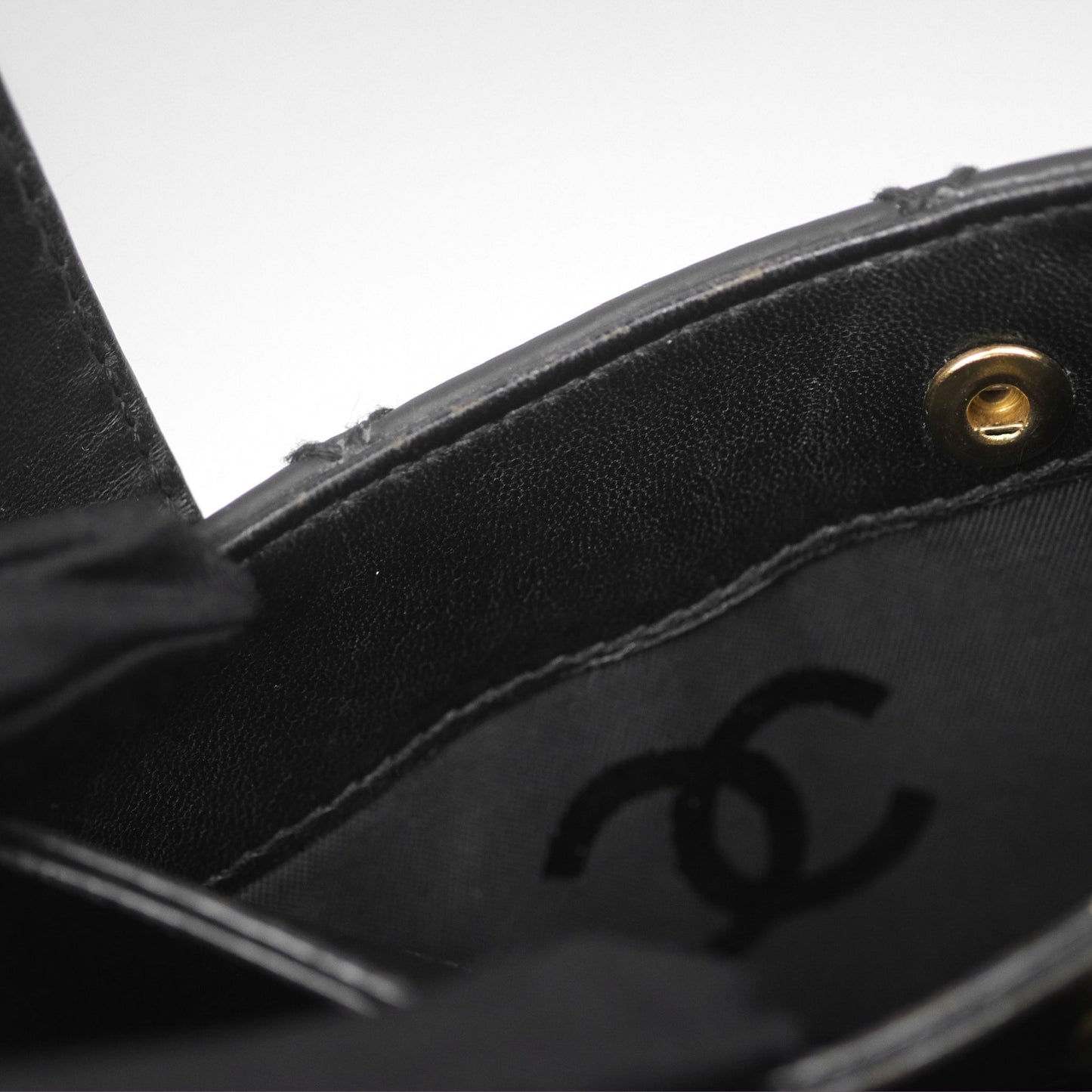 Chanel Vintage Quilted CC Tote Bag Matte Black Calfskin Gold Hardware
